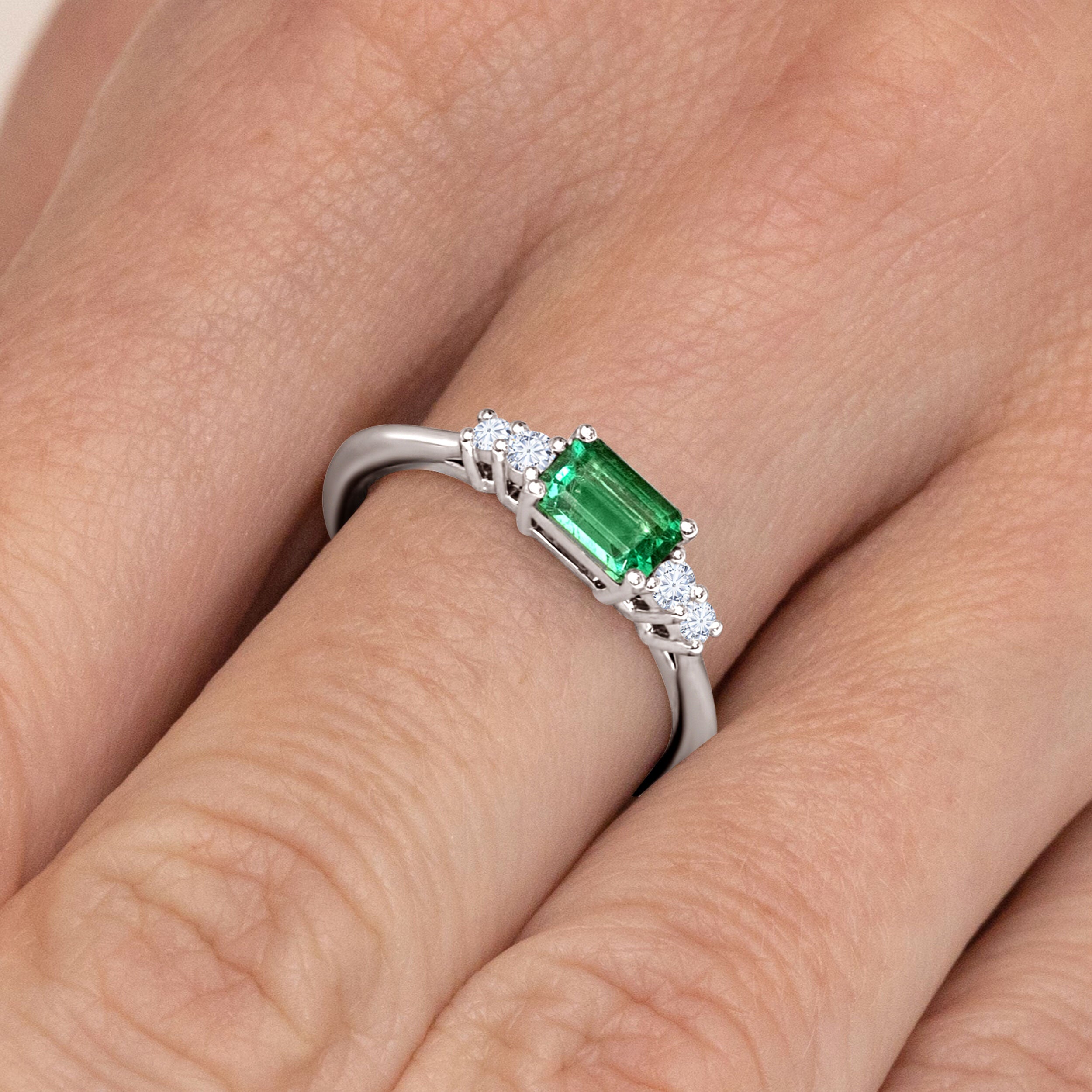 East-West Emerald Ring - 0.69ct TW