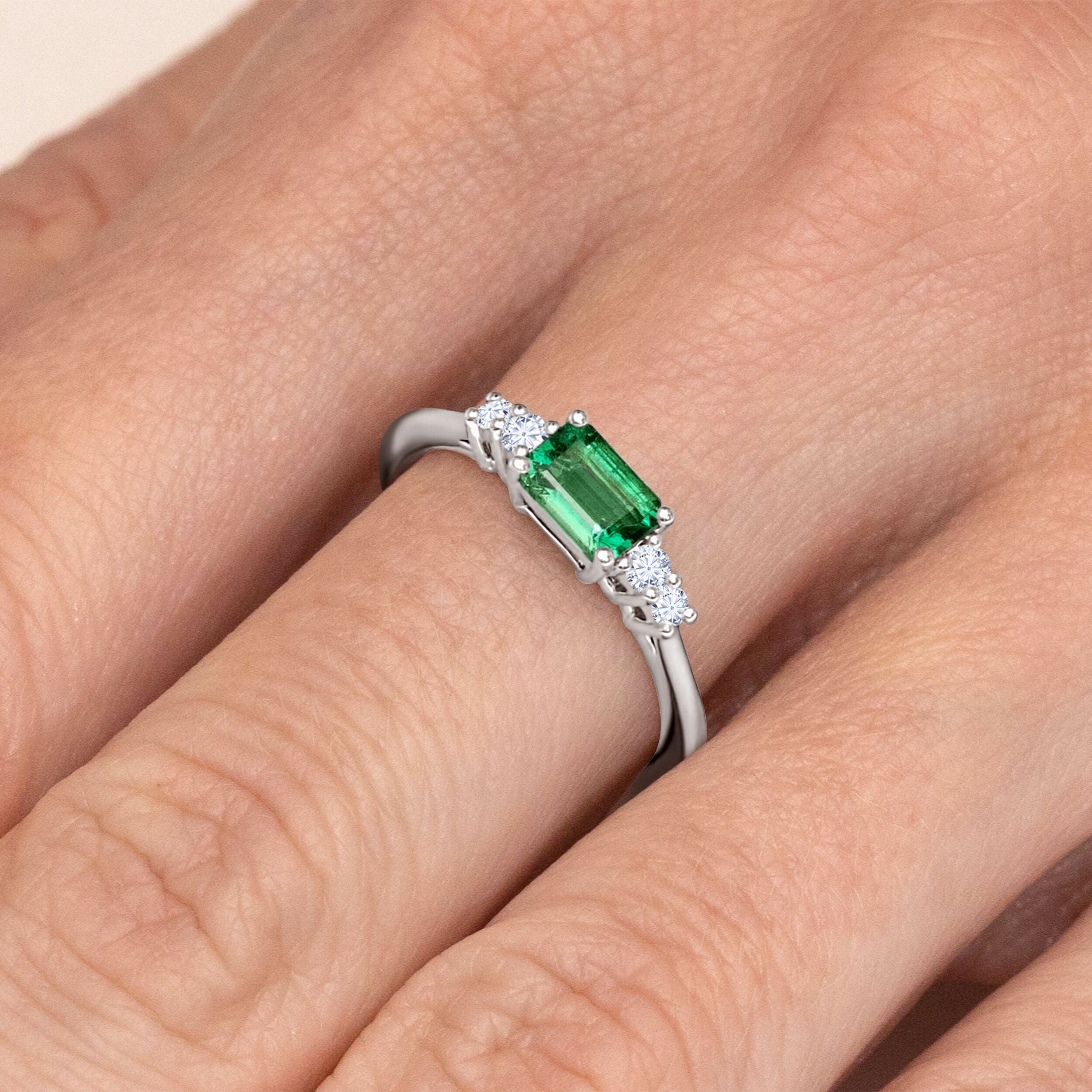 East-West Emerald Ring - 0.69ct TW