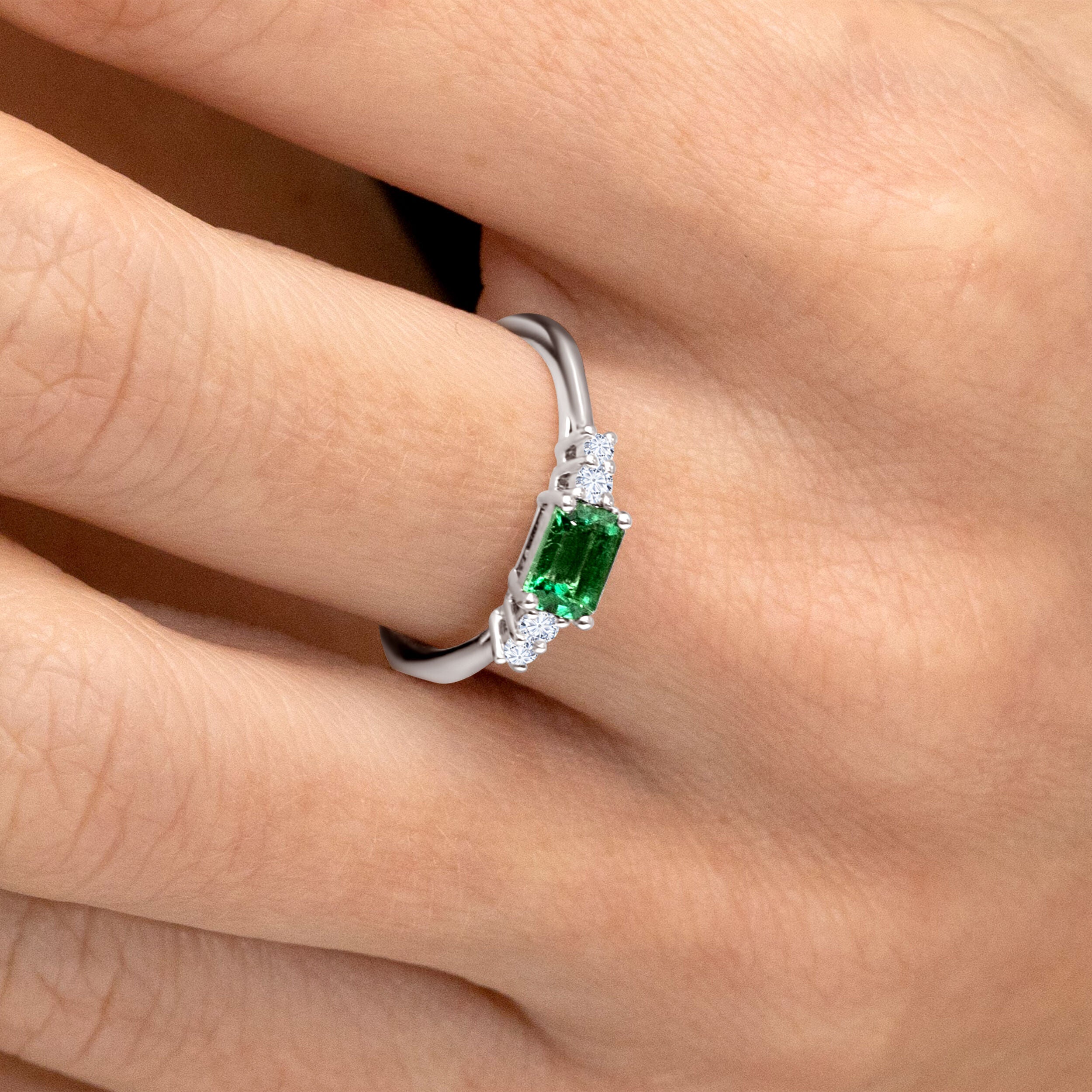 East-West Emerald Ring - 0.69ct TW