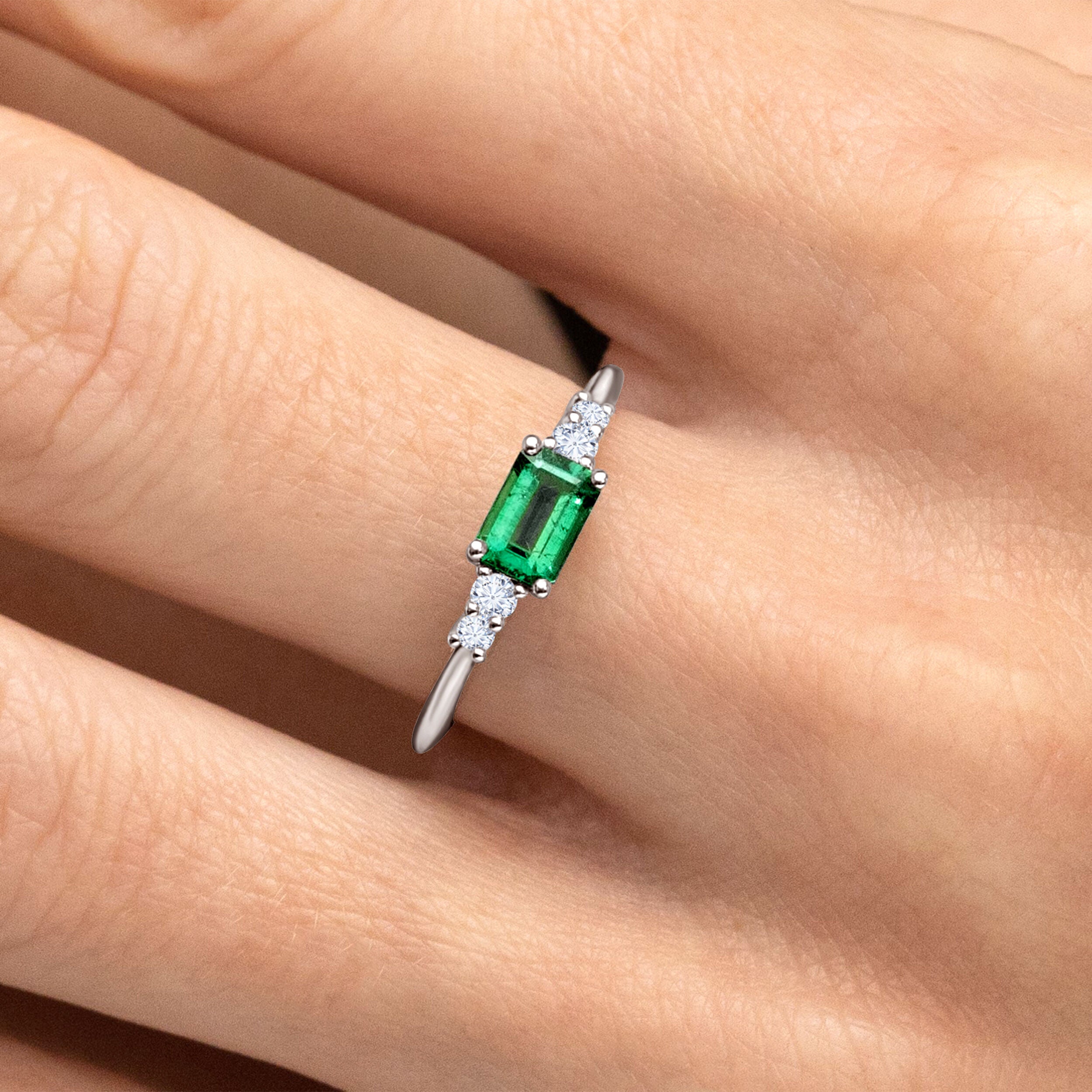 East-West Emerald Ring - 0.69ct TW