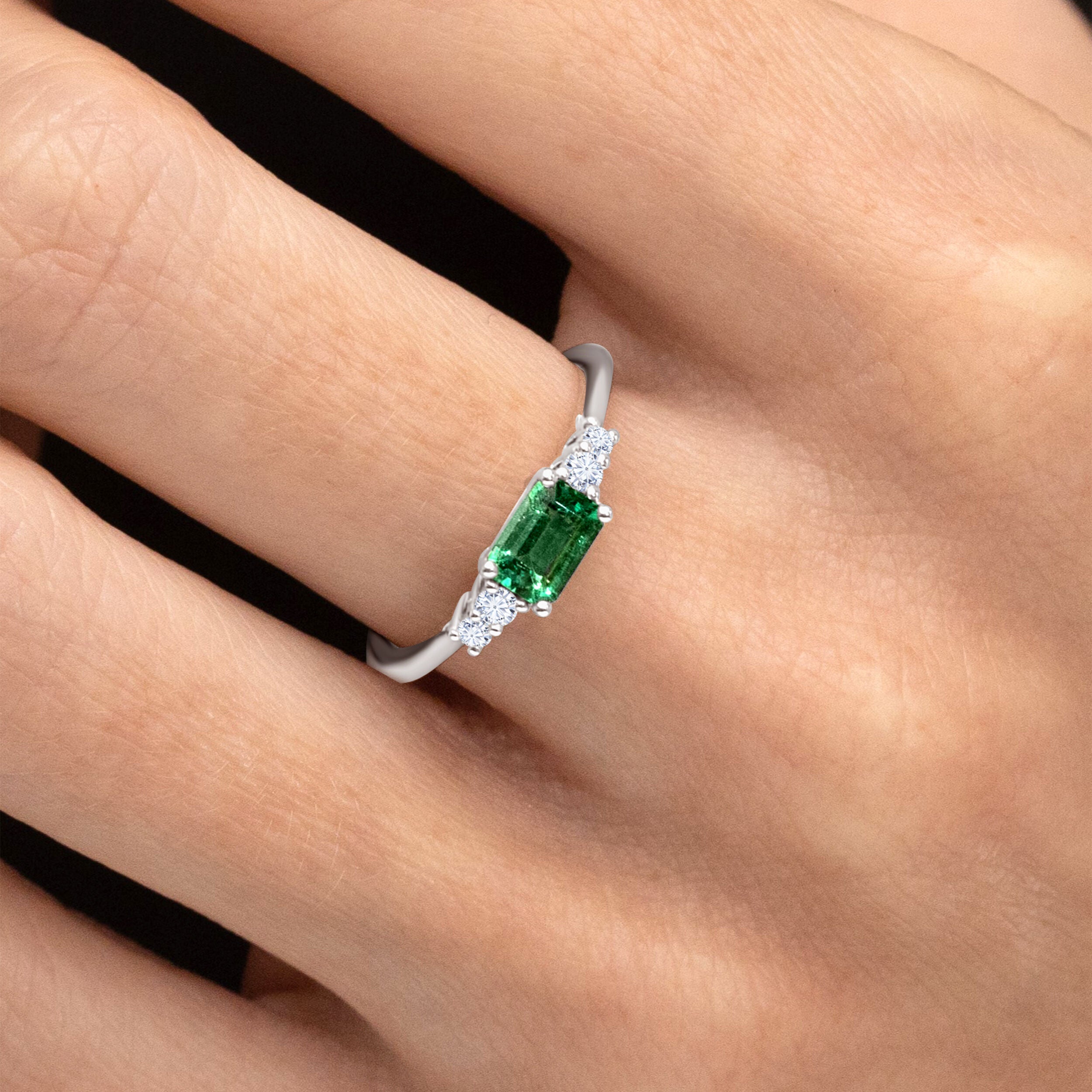 East-West Emerald Ring - 0.69ct TW