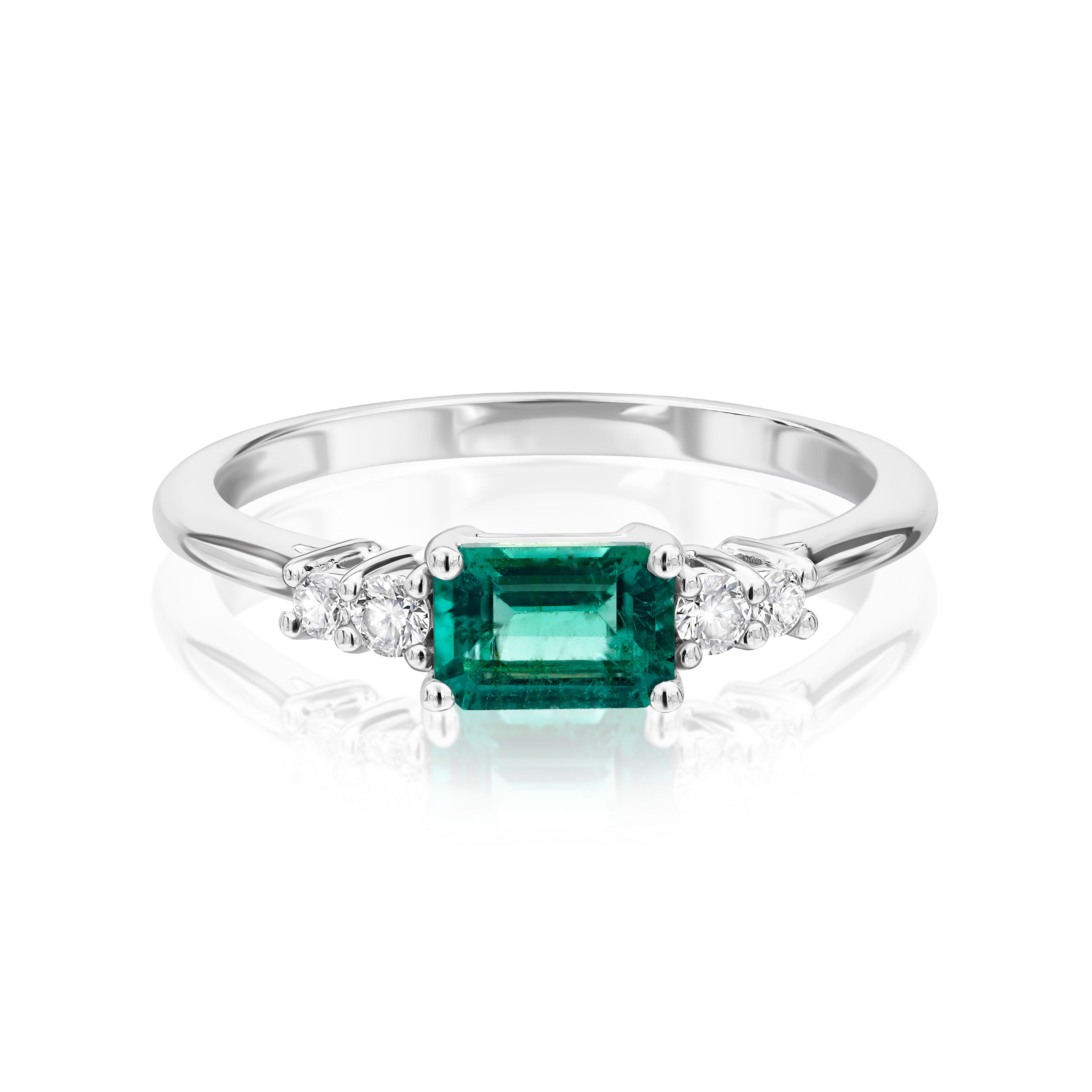 East-West Emerald Ring - 0.69ct TW