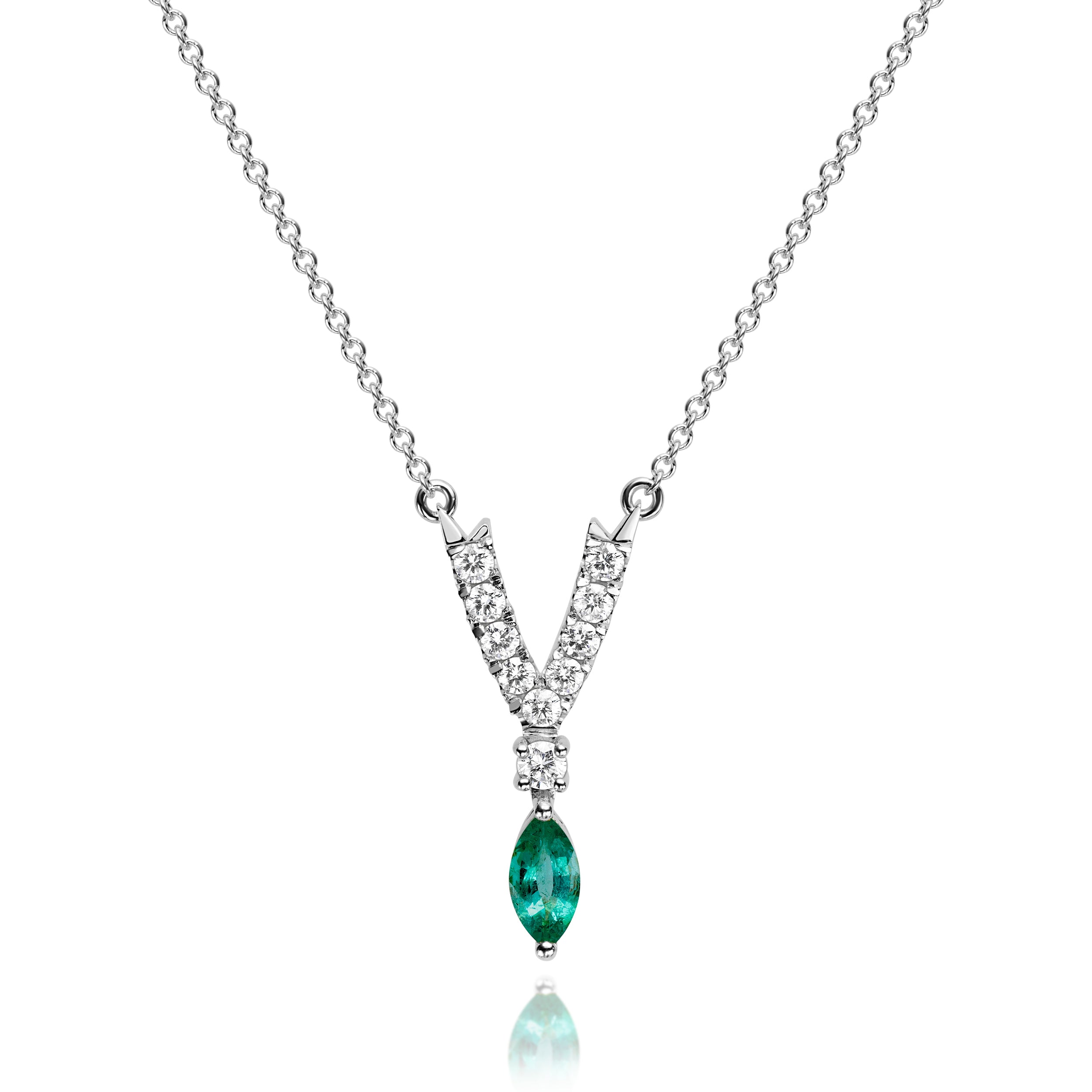 Marquise Emerald & Diamond Pendant - 0.66ct TW