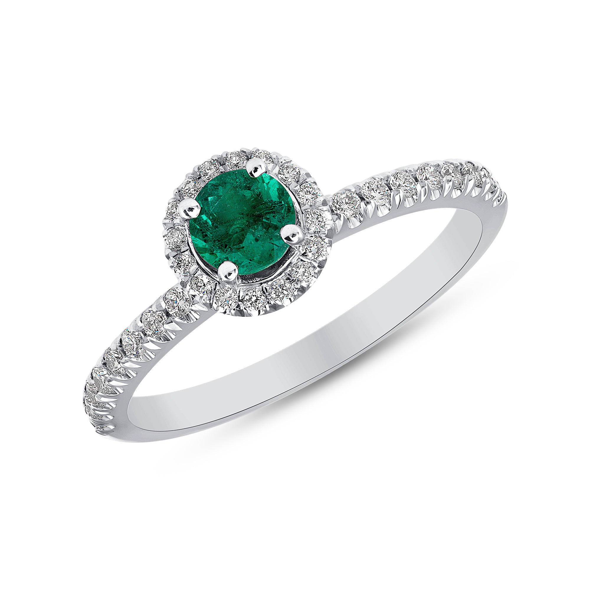 Halo Emerald Ring - 0.51ct TW