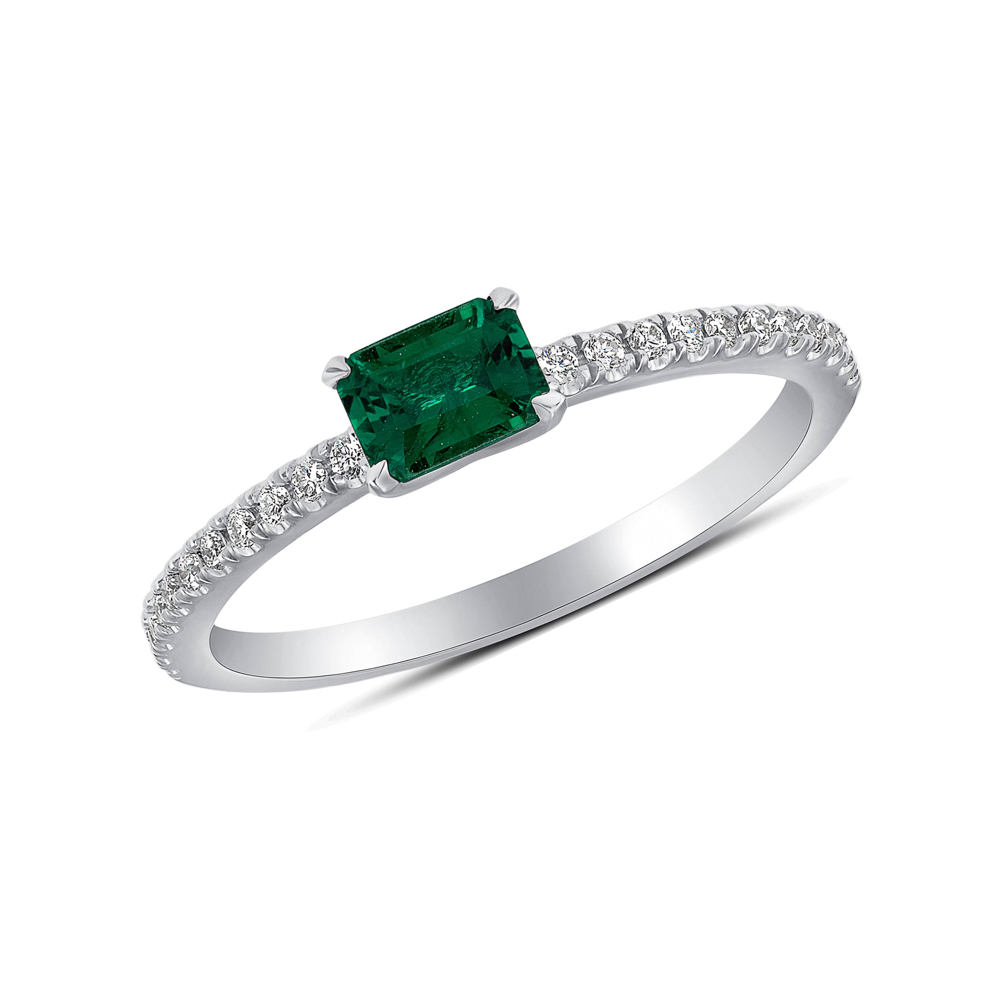 East-West Emerald Ring - 0.74ct TW