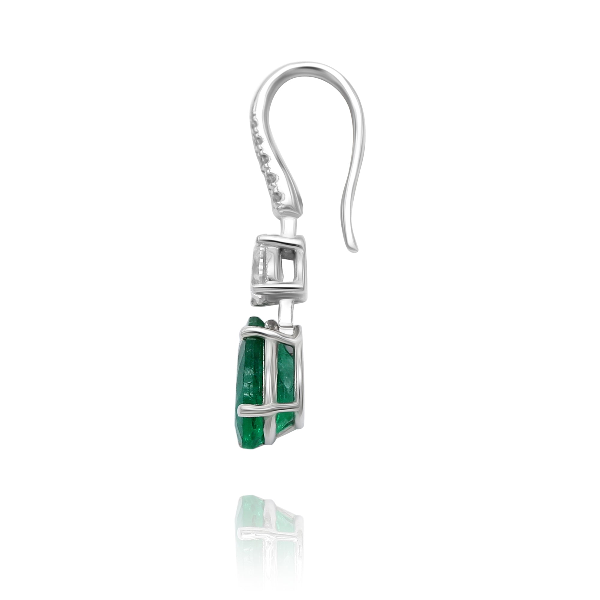 Emerald Pear Shape Drop Earrings - 2.02ct TW