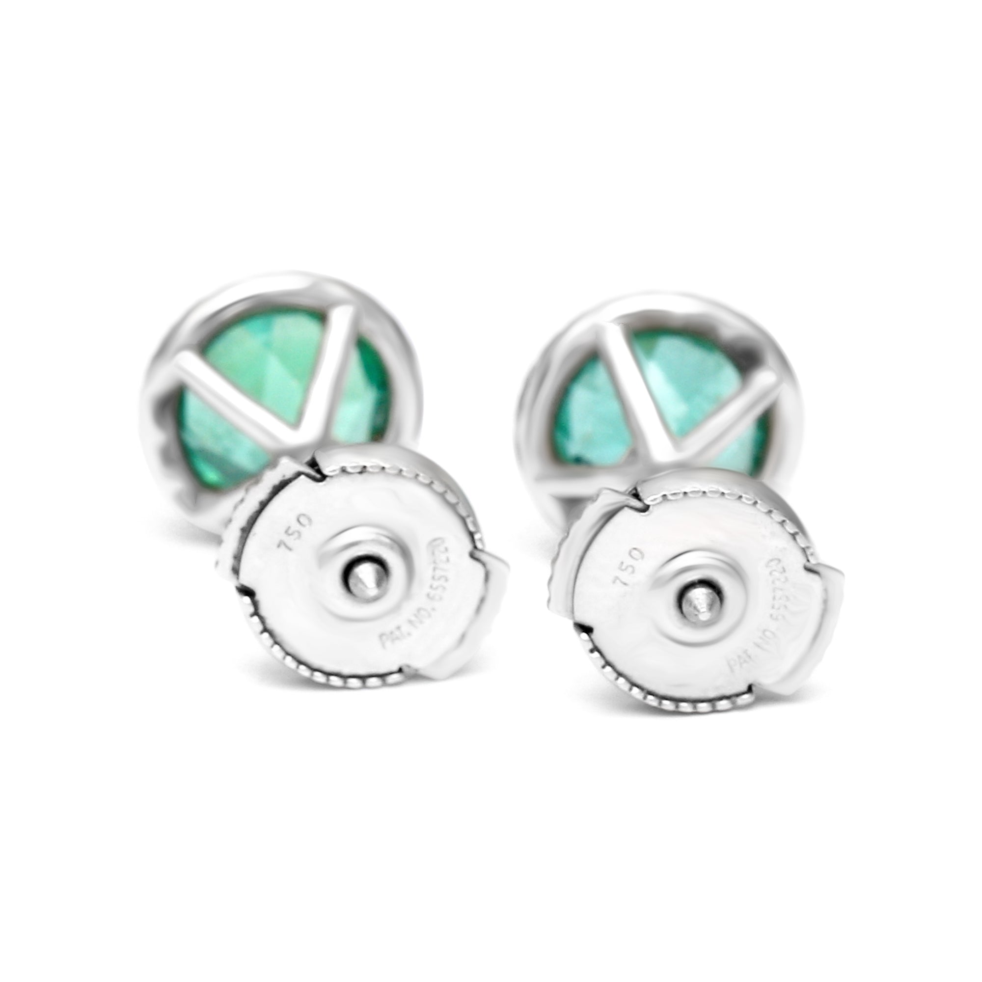 Round Emerald Stud Halo Earrings - 2.03ct TW