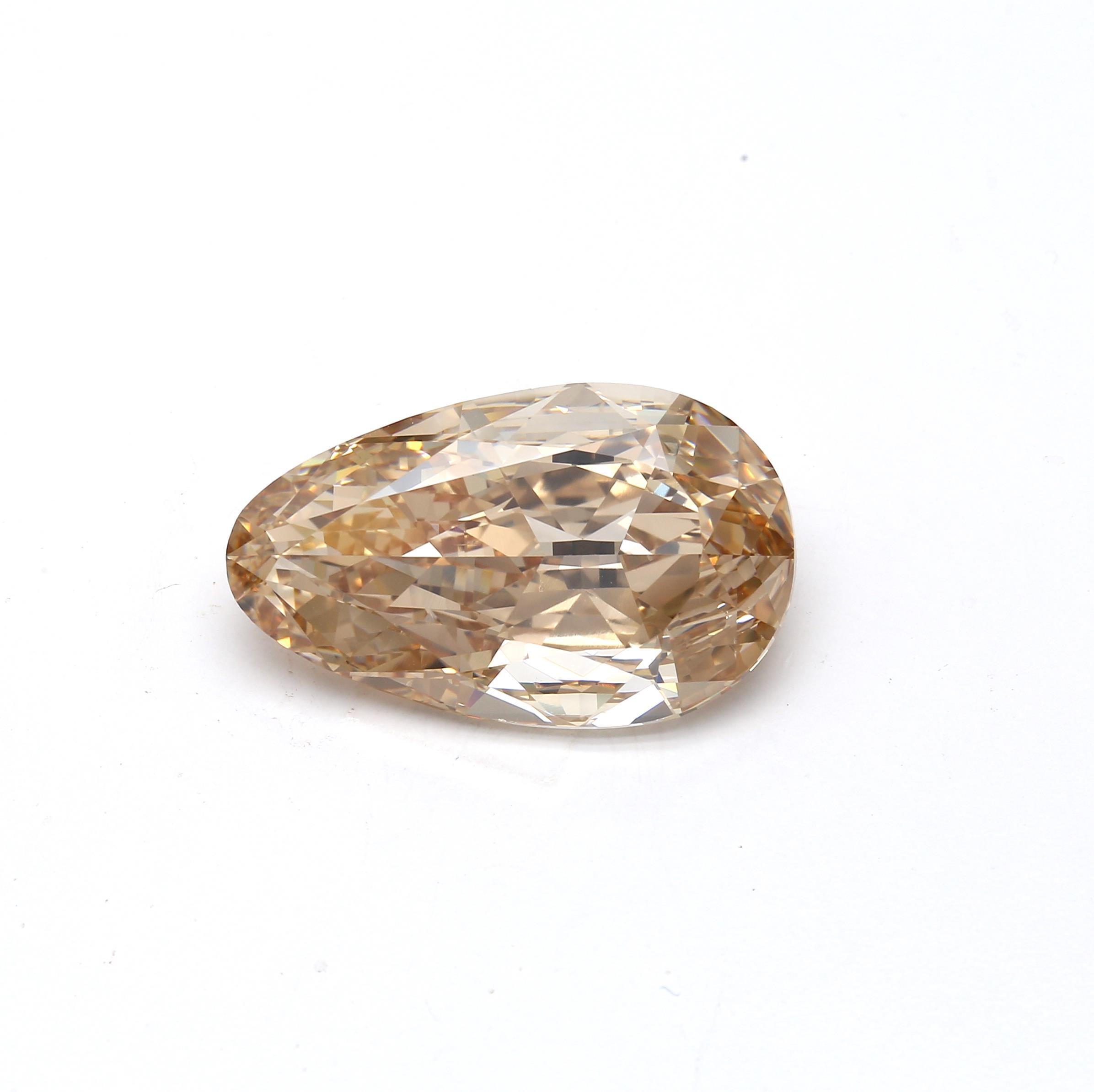 12.02 ct. Pear Shape Fancy Brown Orange VS2 None GIA