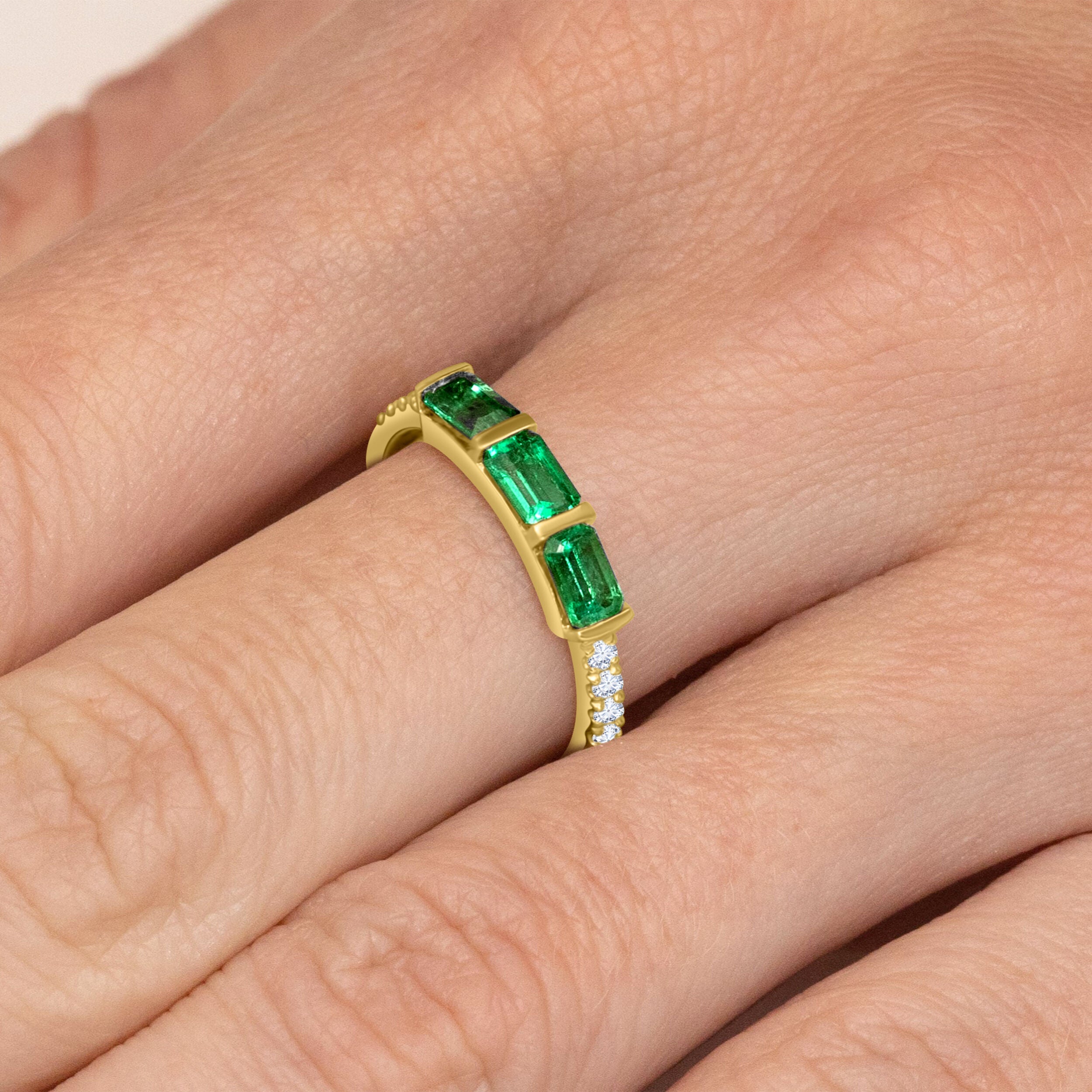 Three Emerald East-West Ring - 1.07ct TW