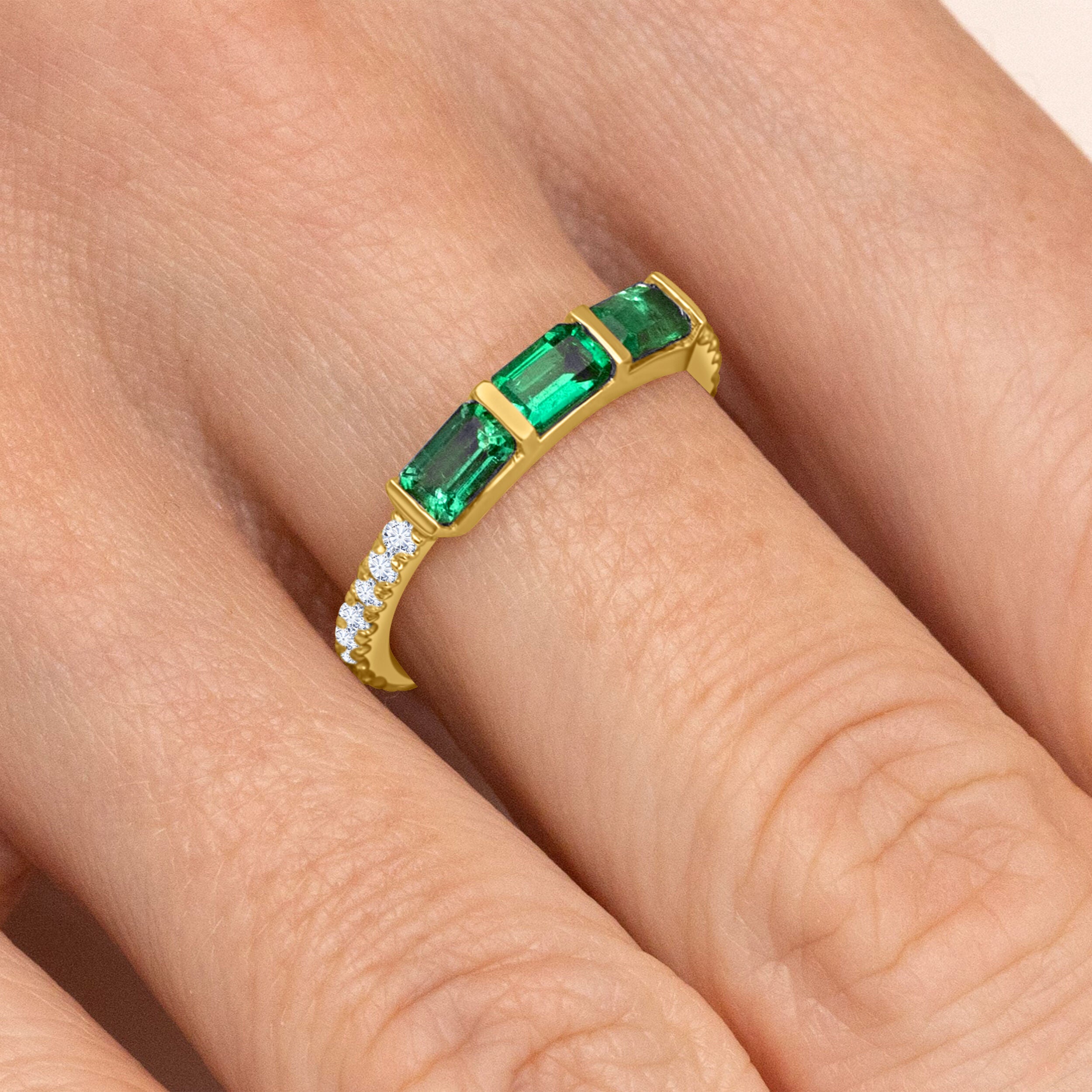 Three Emerald East-West Ring - 1.07ct TW