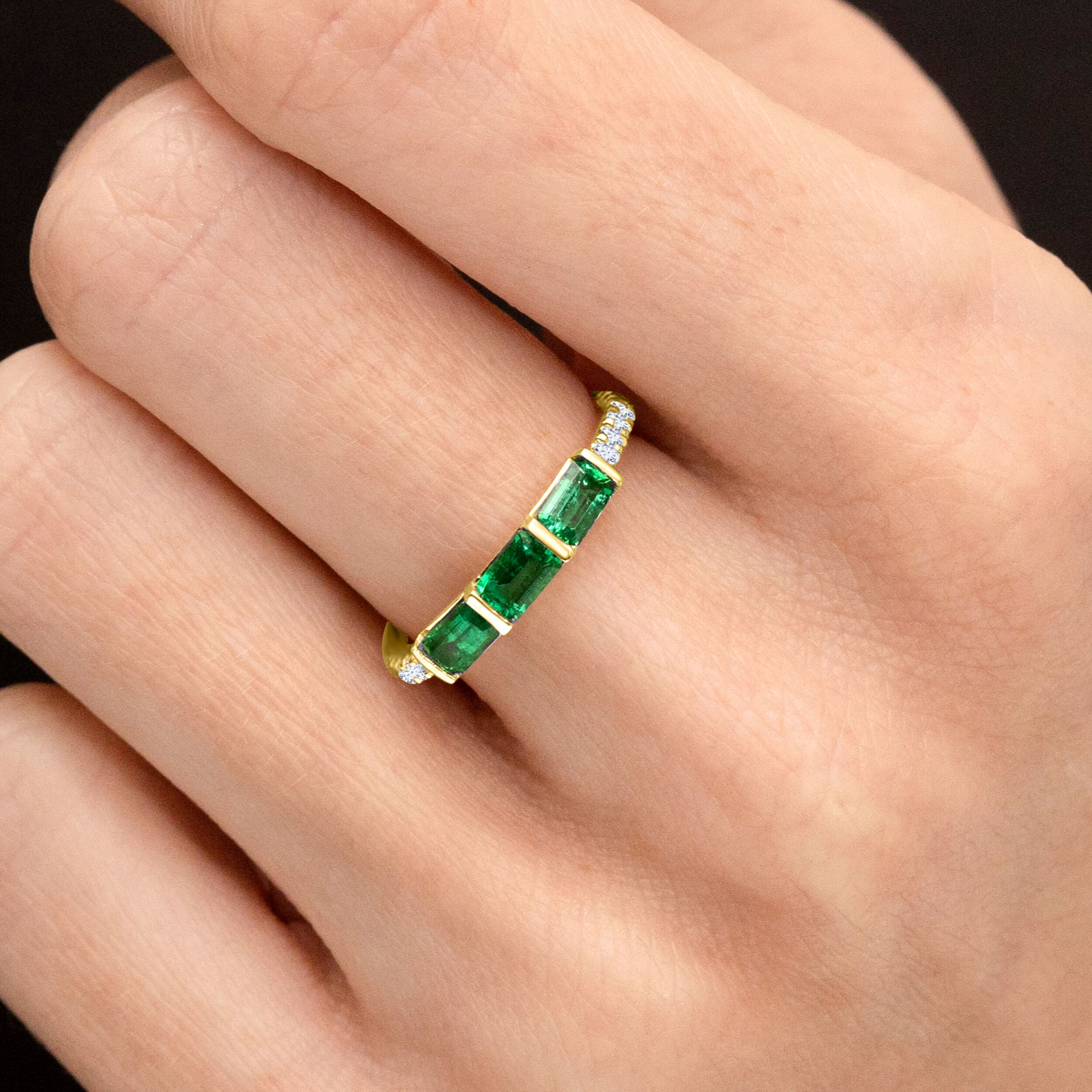 Three Emerald East-West Ring - 1.07ct TW