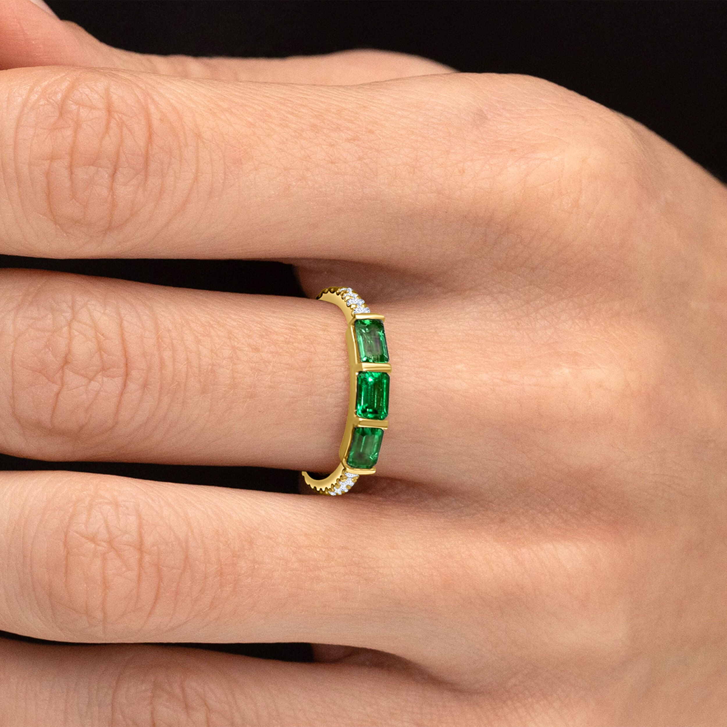 Three Emerald East-West Ring - 1.07ct TW