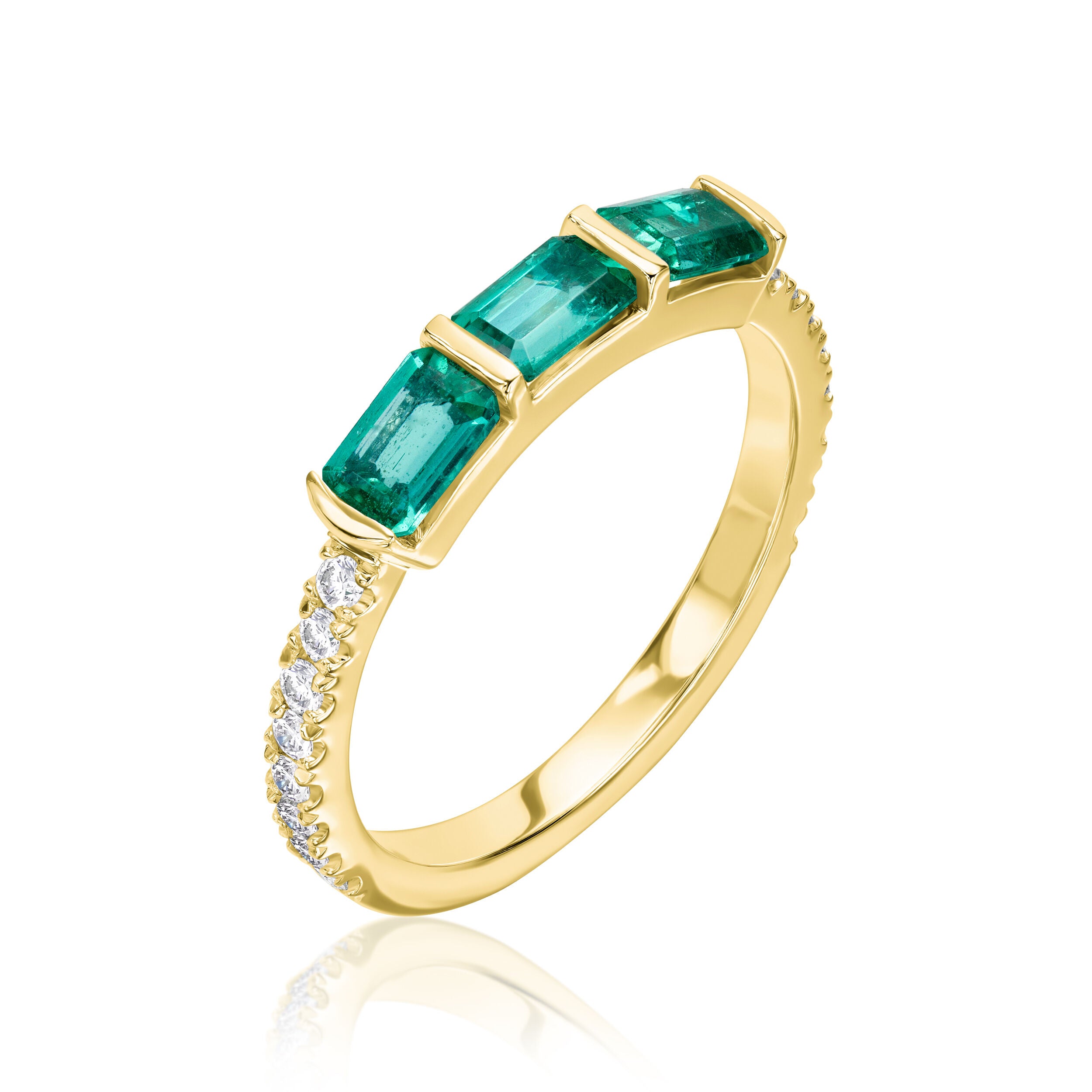 Three Emerald East-West Ring - 1.07ct TW