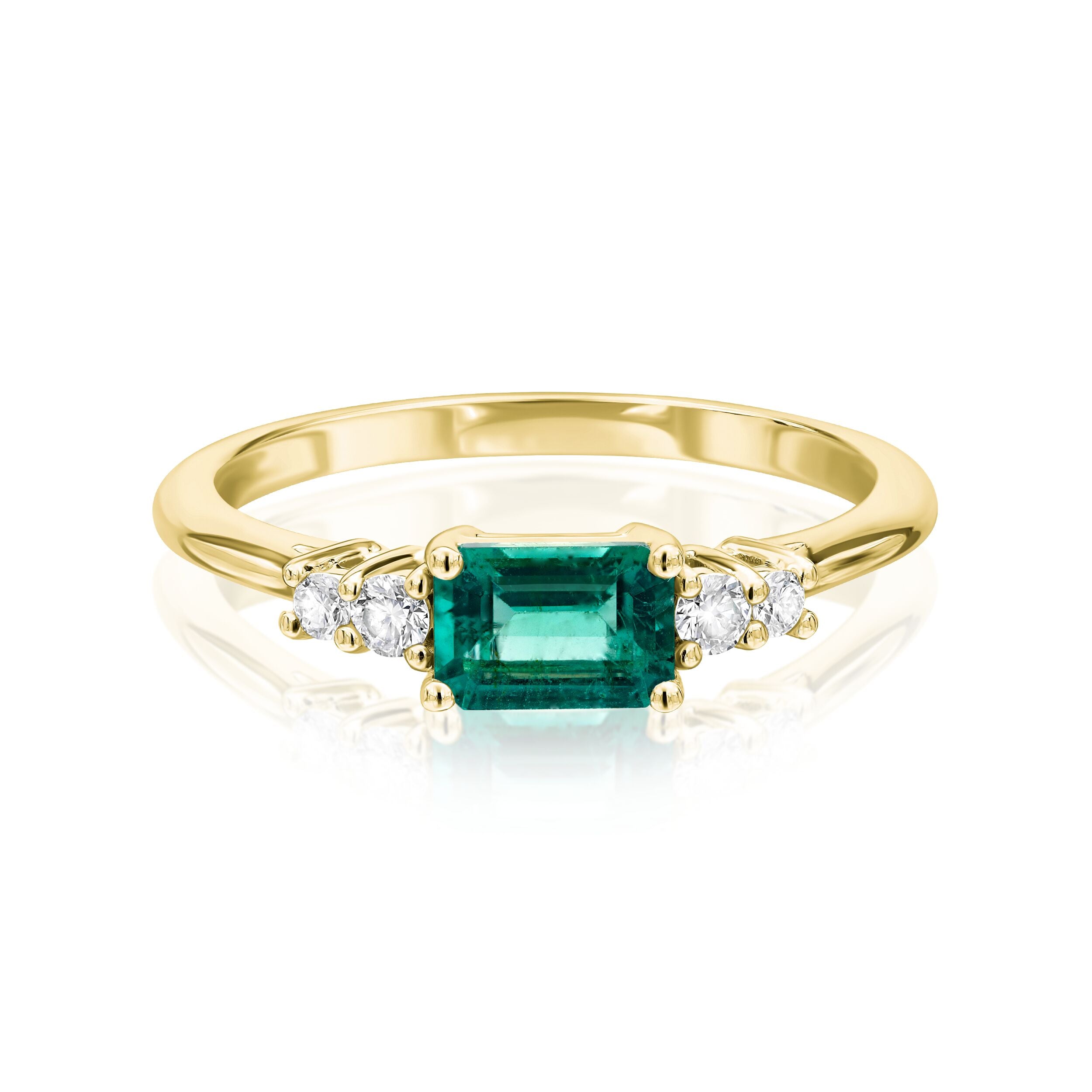 East-West Emerald Ring - 0.61ct TW