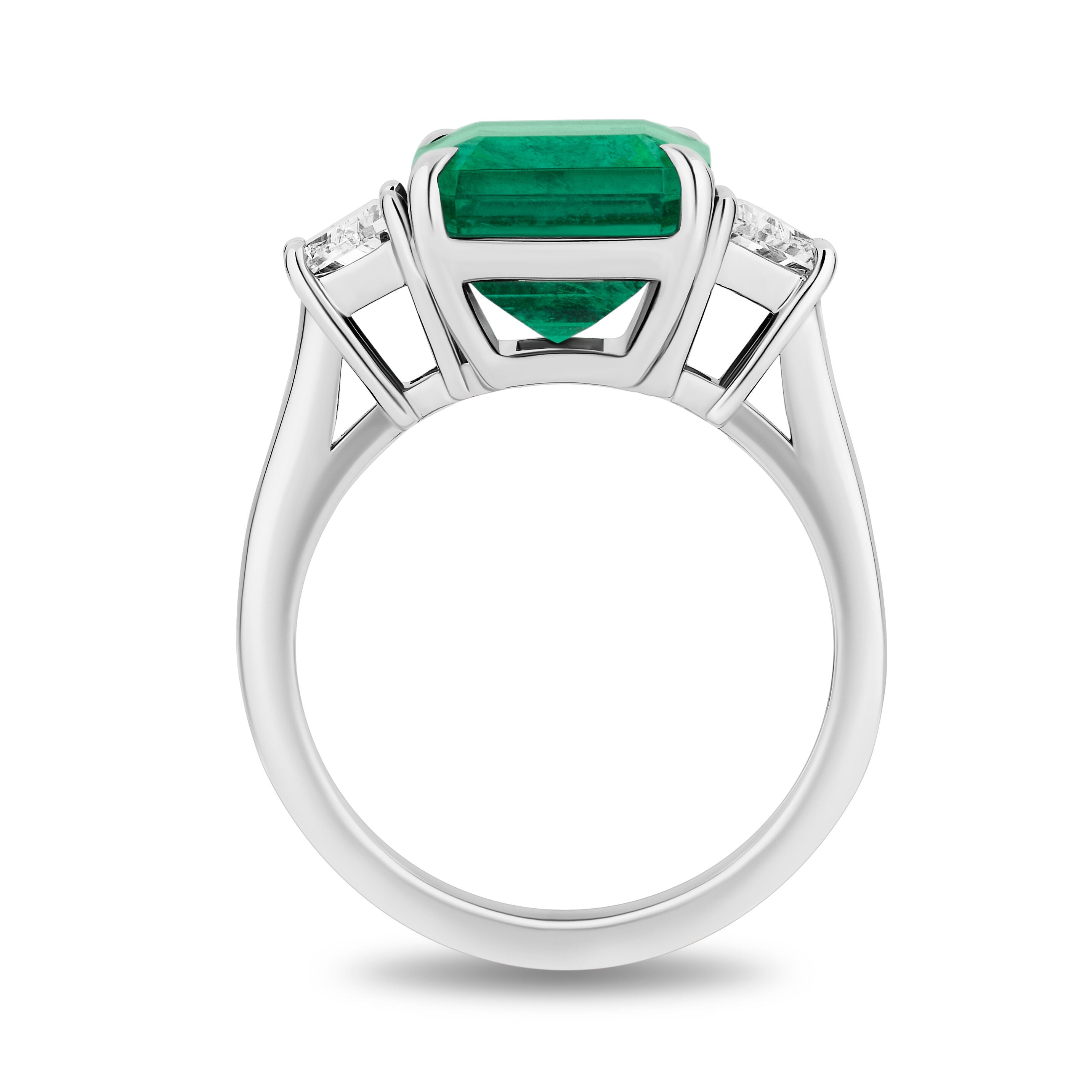 Emerald Ring with Trapezoid Diamonds - 5.73ct TW