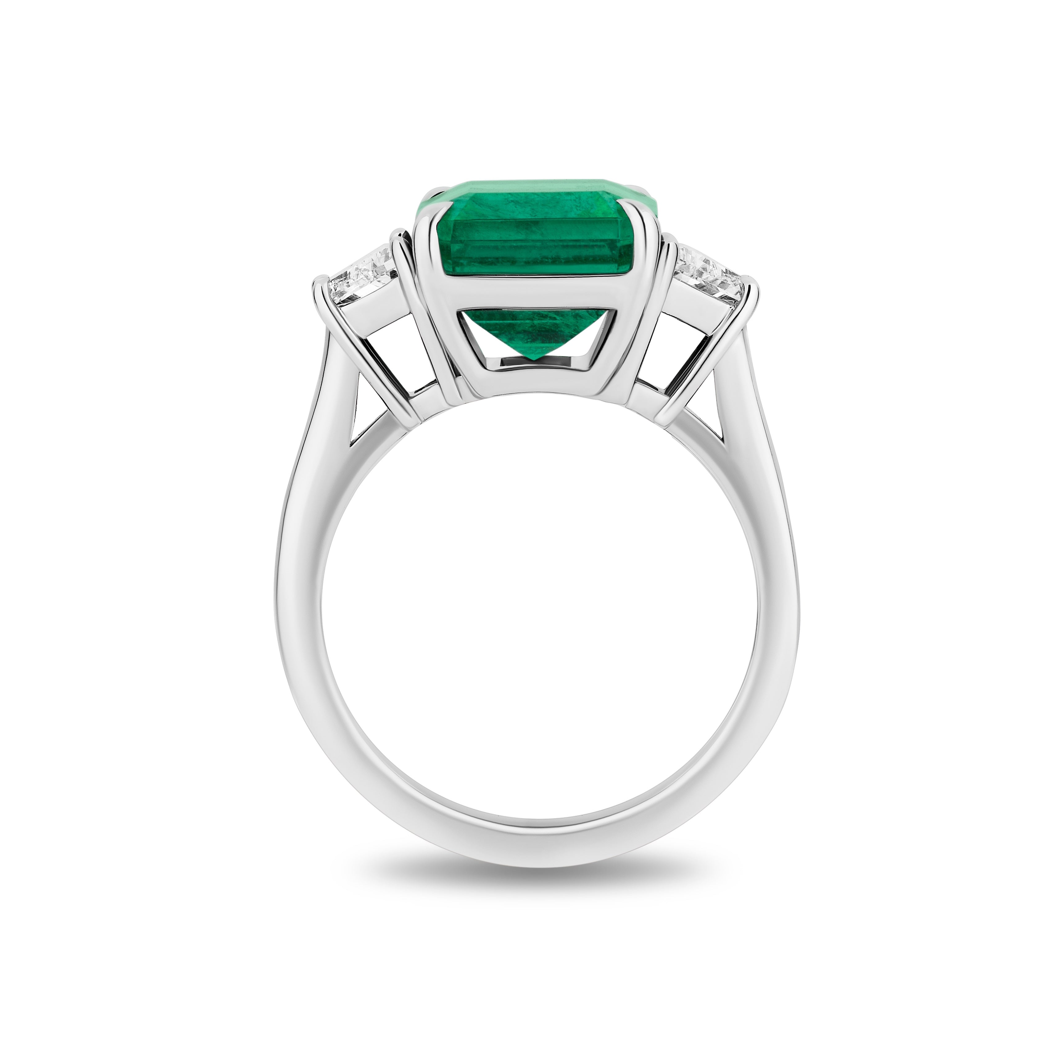 Emerald Ring with Trapezoid Diamonds - 5.73ct TW