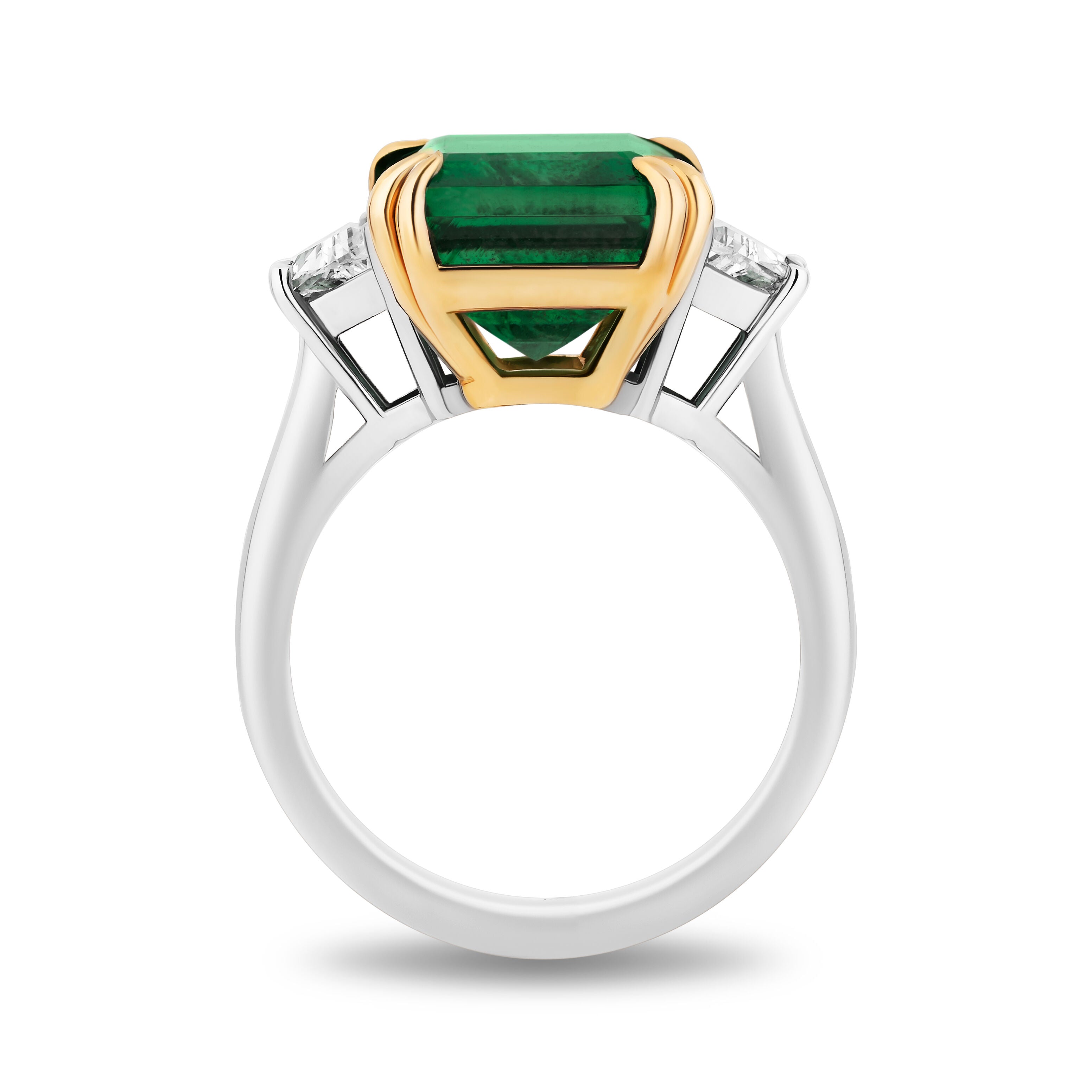 Emerald Ring with Trapezoid Diamonds - 8.08ct TW