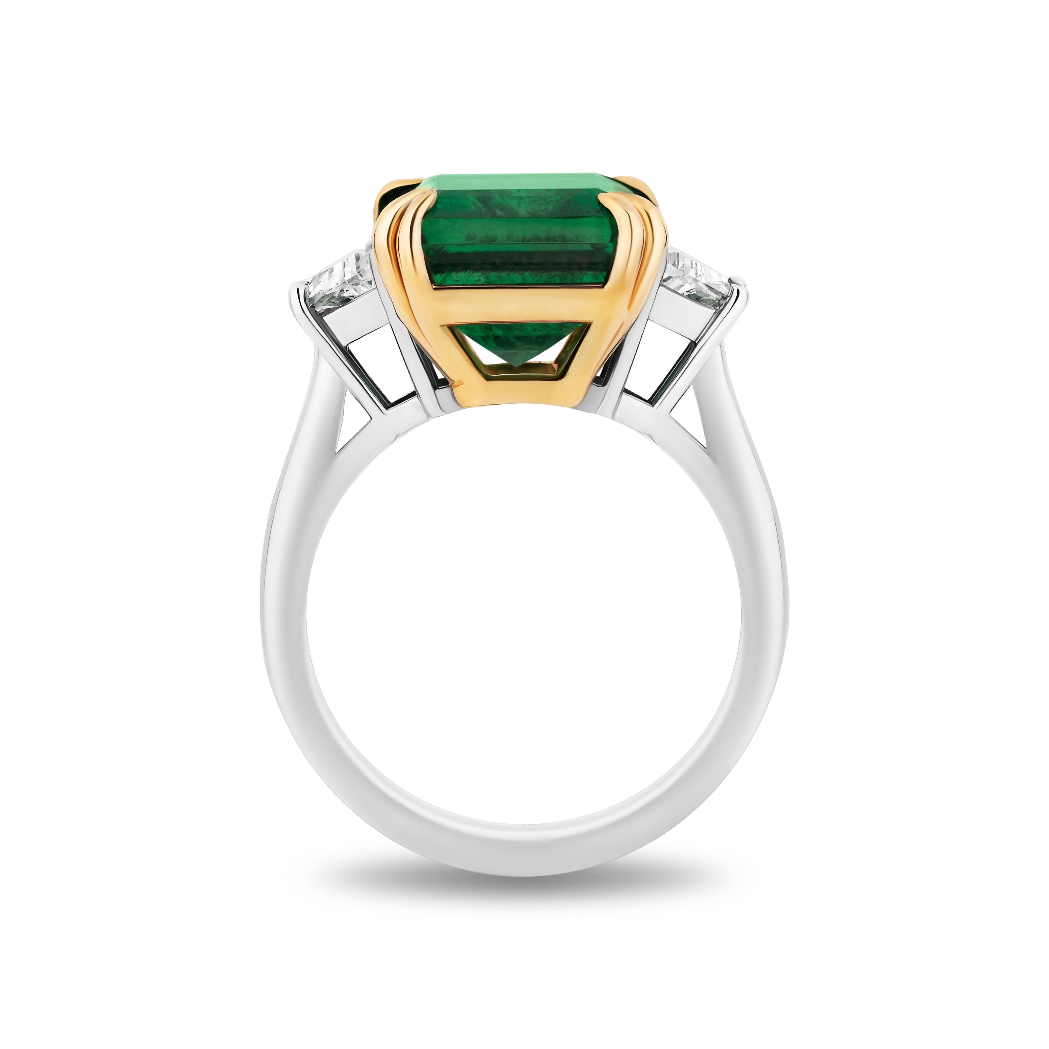 Emerald Ring with Trapezoid Diamonds - 8.08ct TW