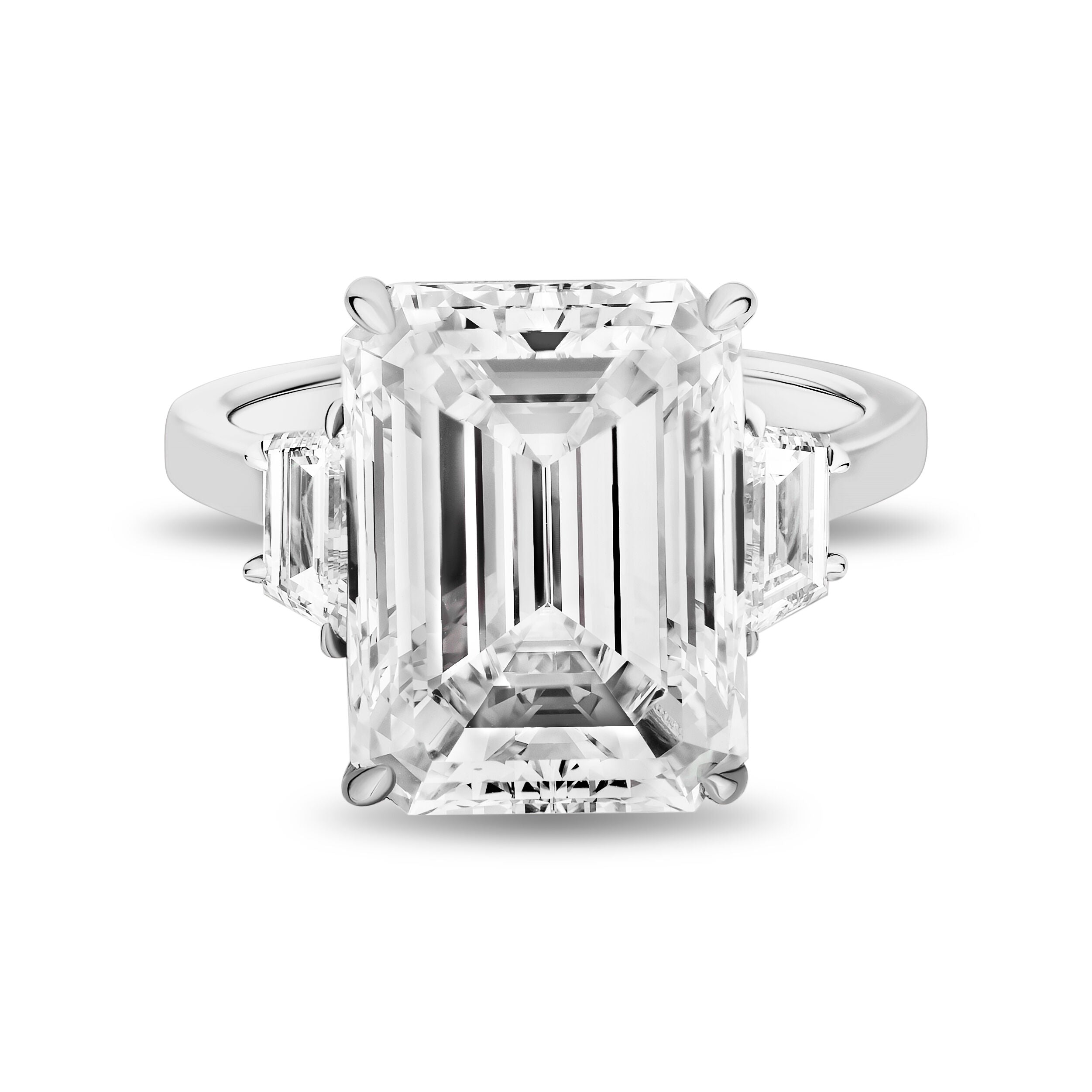 8.13ct Emerald Cut Side Stone Platinum Ring