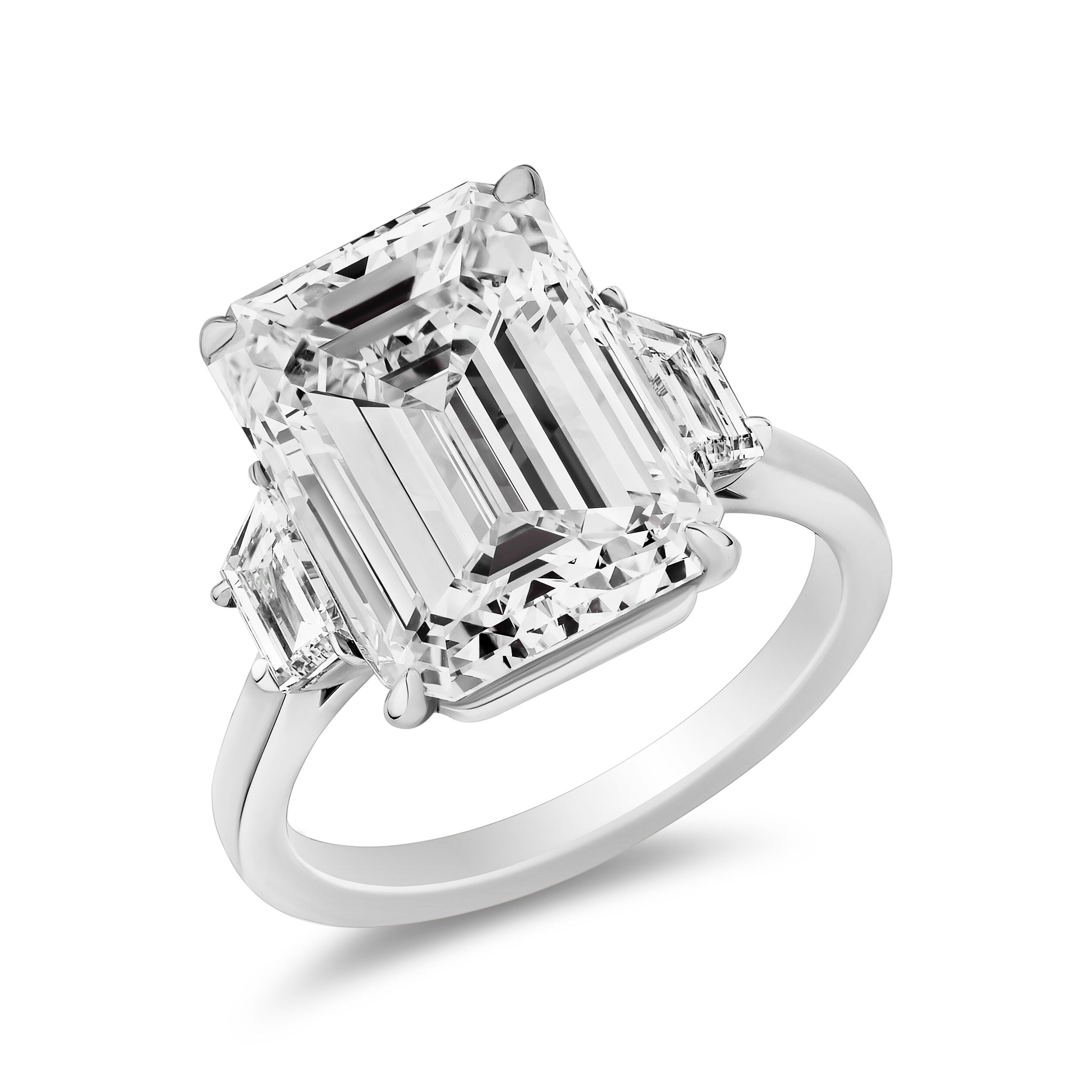 8.13ct Emerald Cut Side Stone Platinum Ring