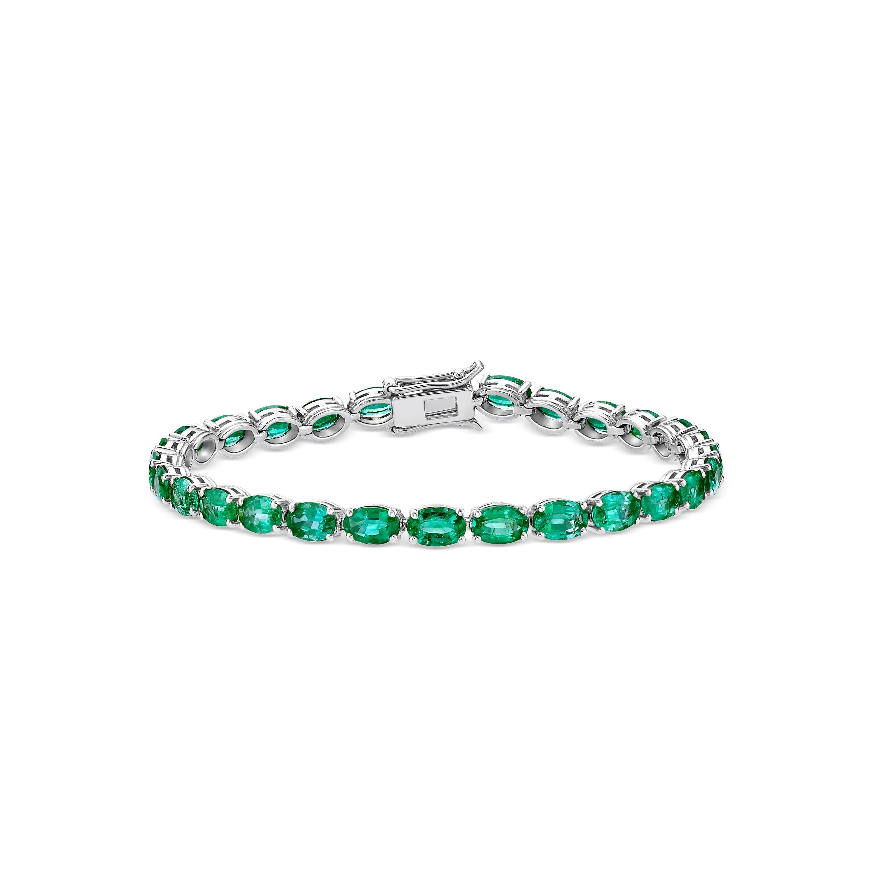 Oval-Cut Emerald Tennis Bracelet - 10.93ct TW