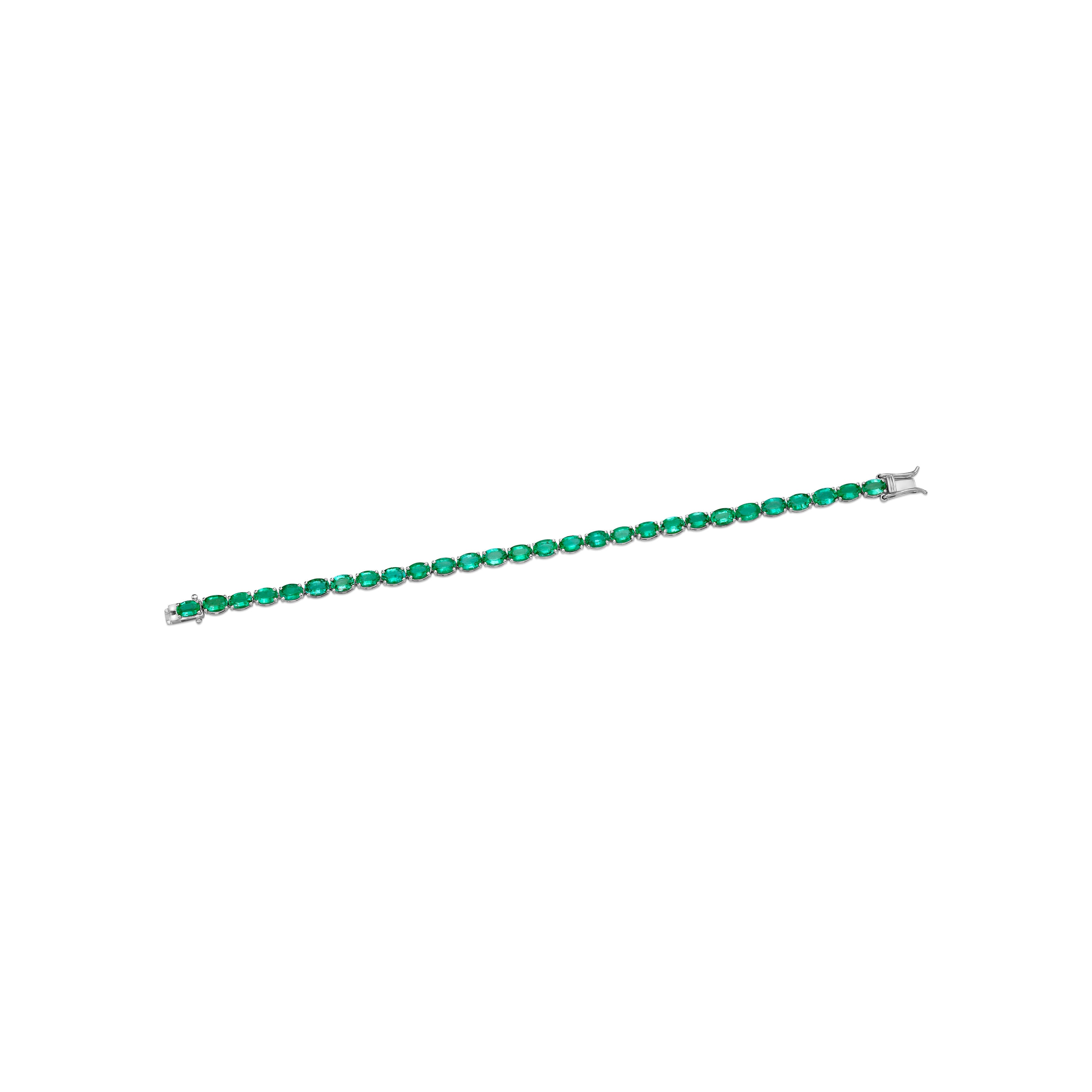 Oval-Cut Emerald Tennis Bracelet - 10.93ct TW