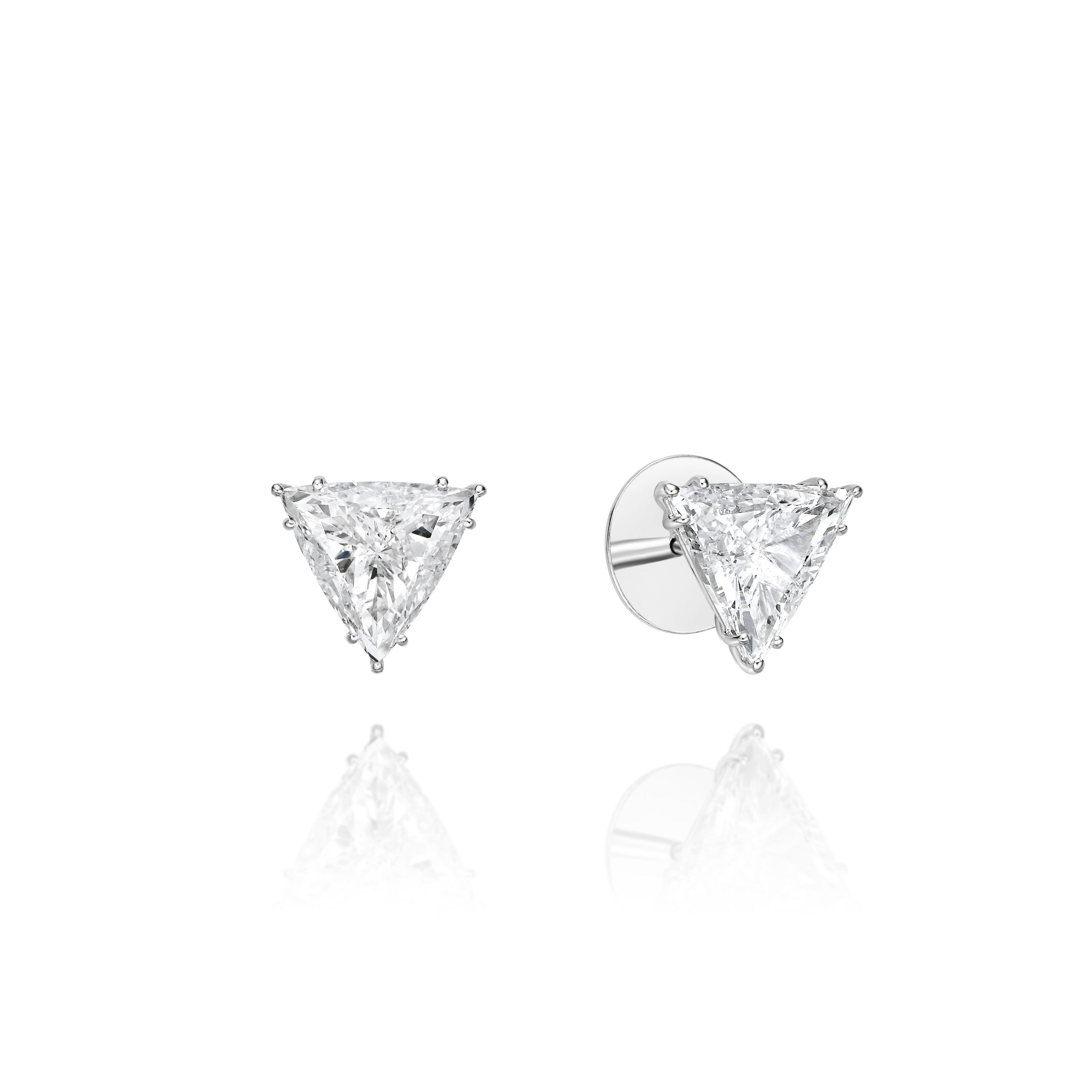 Triangle Diamond Halo Stud Earrings - 6.42ct TW