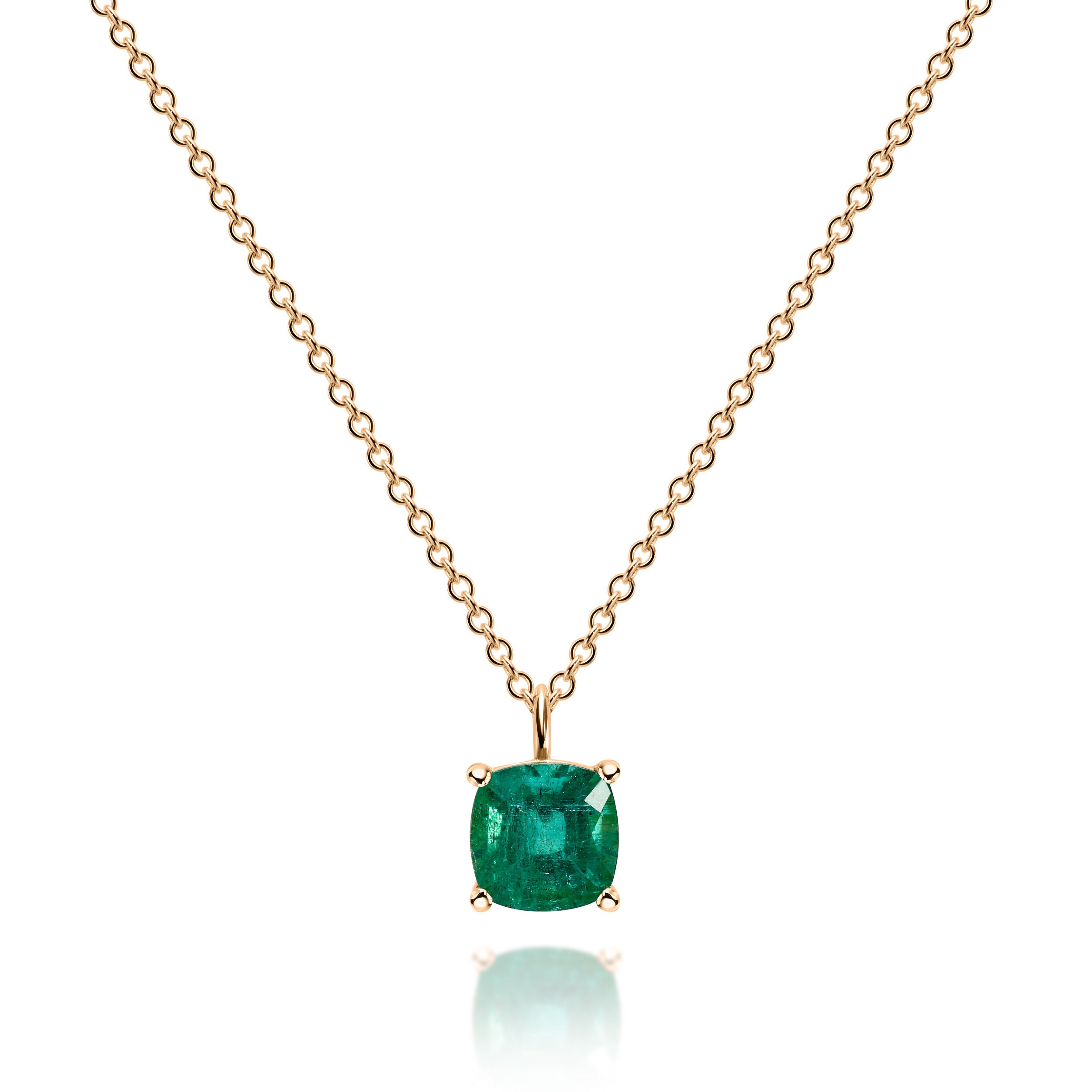 Cushion Cut Emerald Pendant - 0.90ct TW