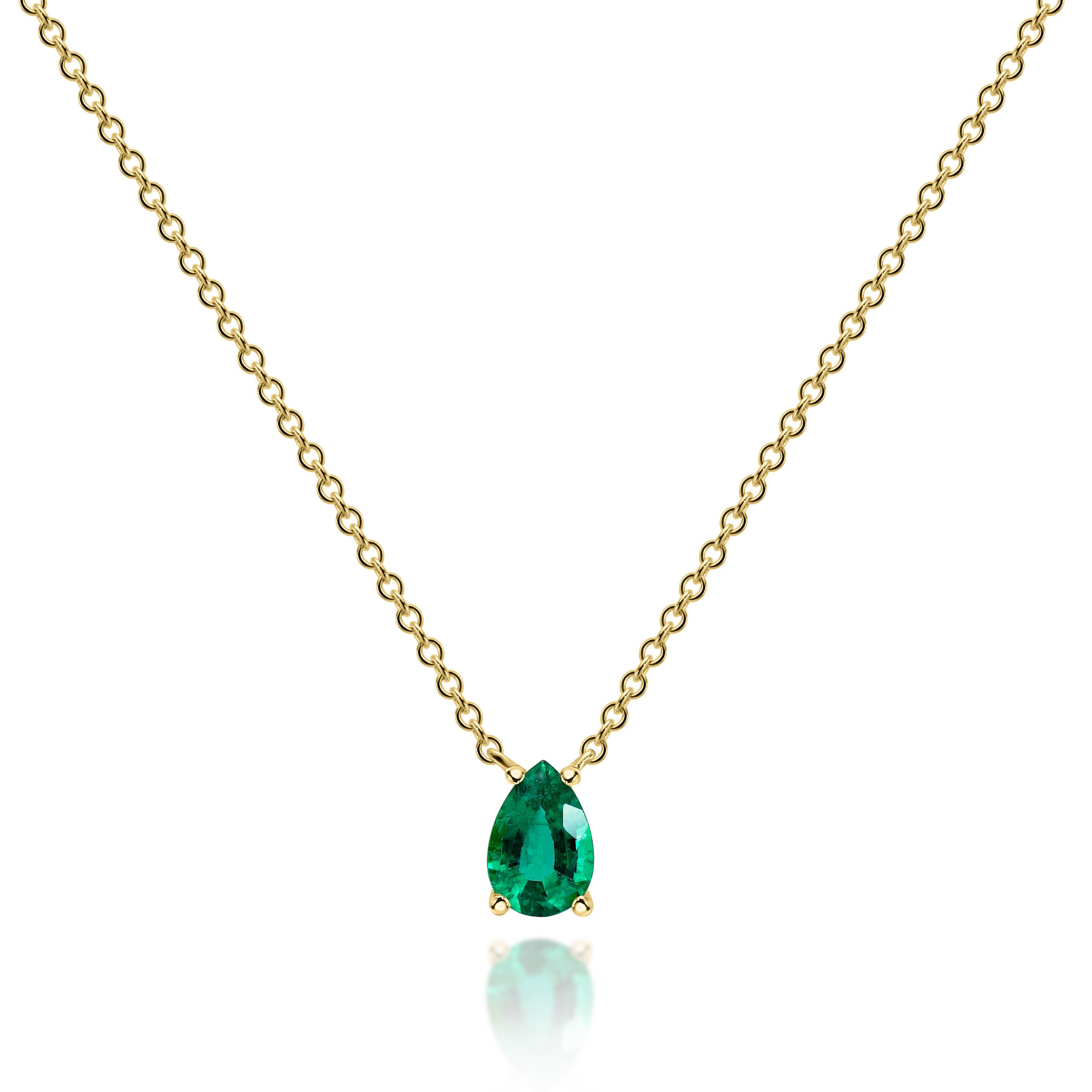 Emerald Pear Shape Pendant - 1.14ct TW