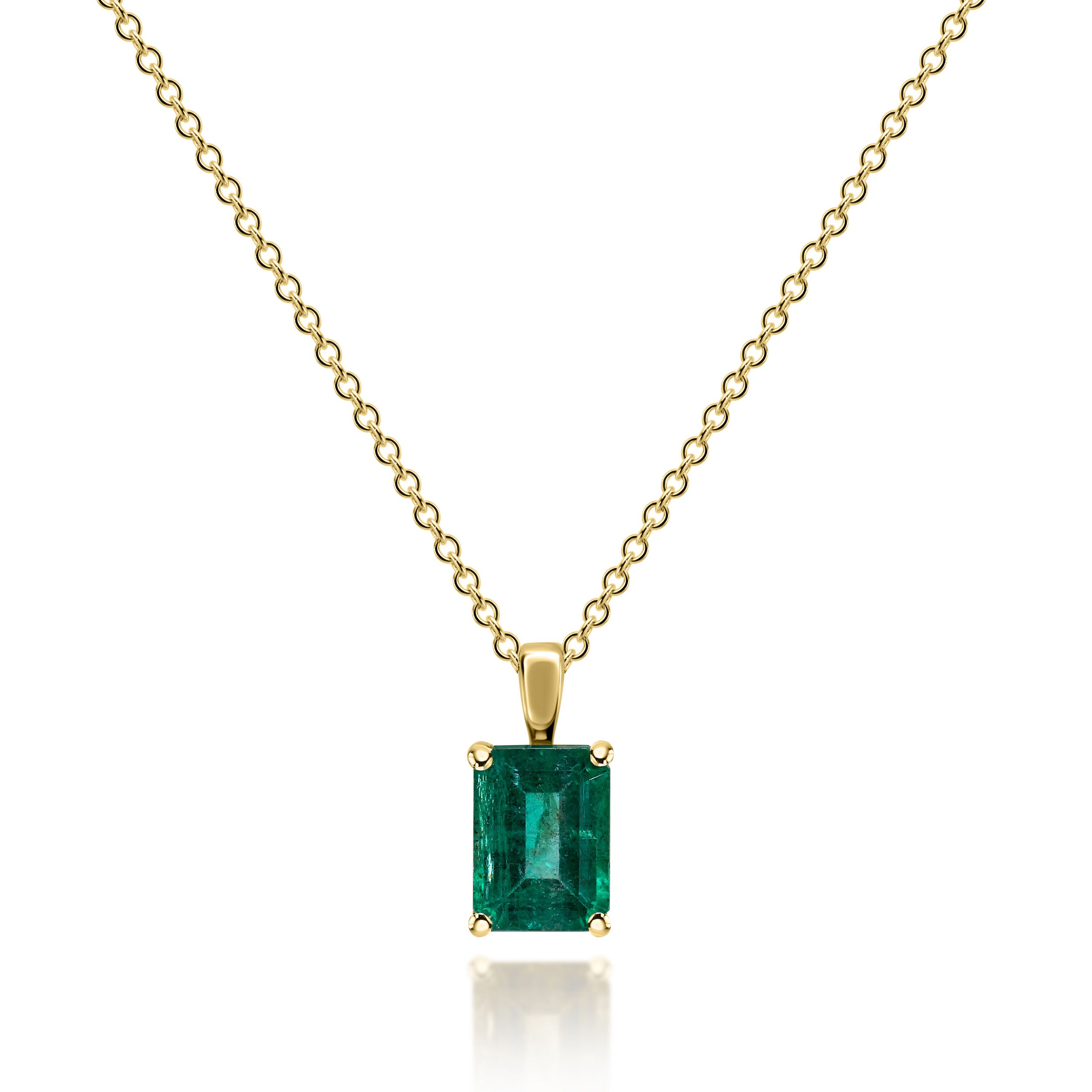 Emerald Emerald-Cut Pendant - 0.96ct TW