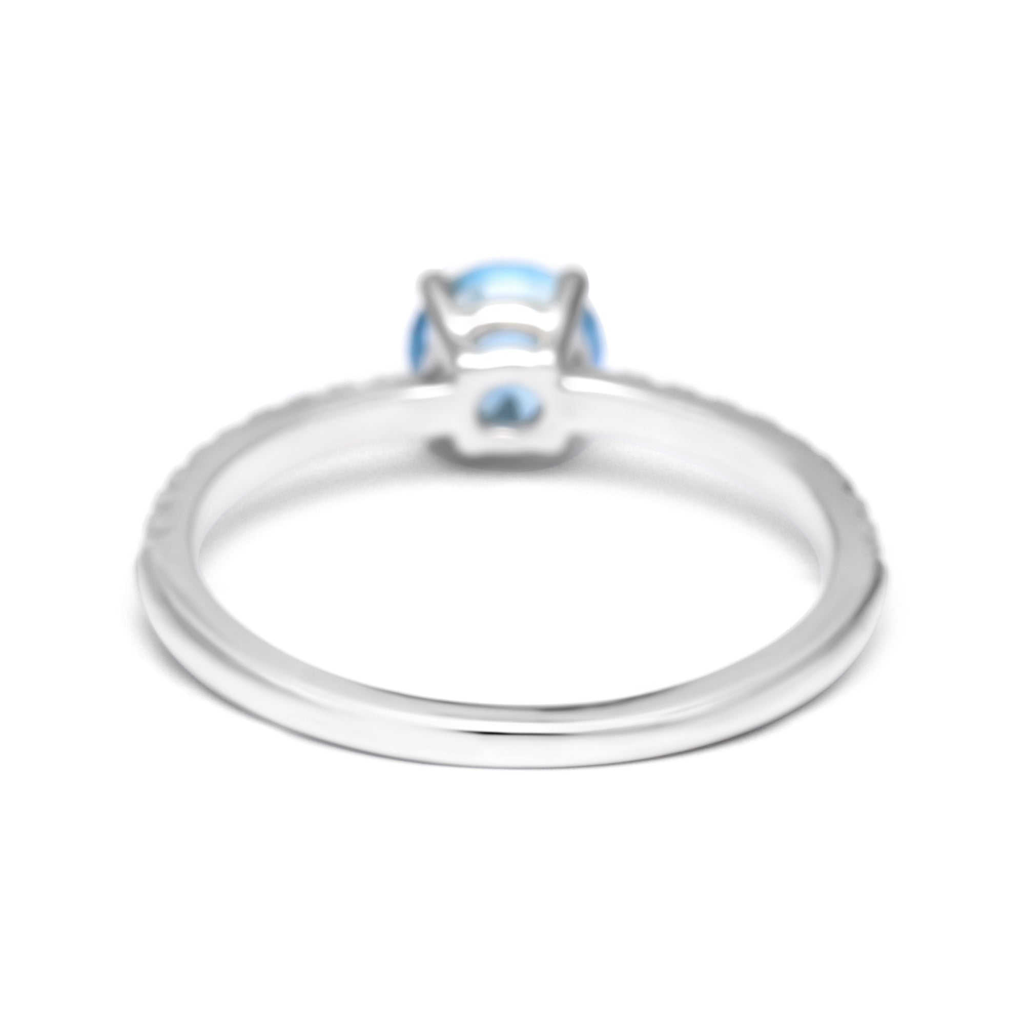 Round Aquamarine with Diamonds Ring - 0.69ct TW