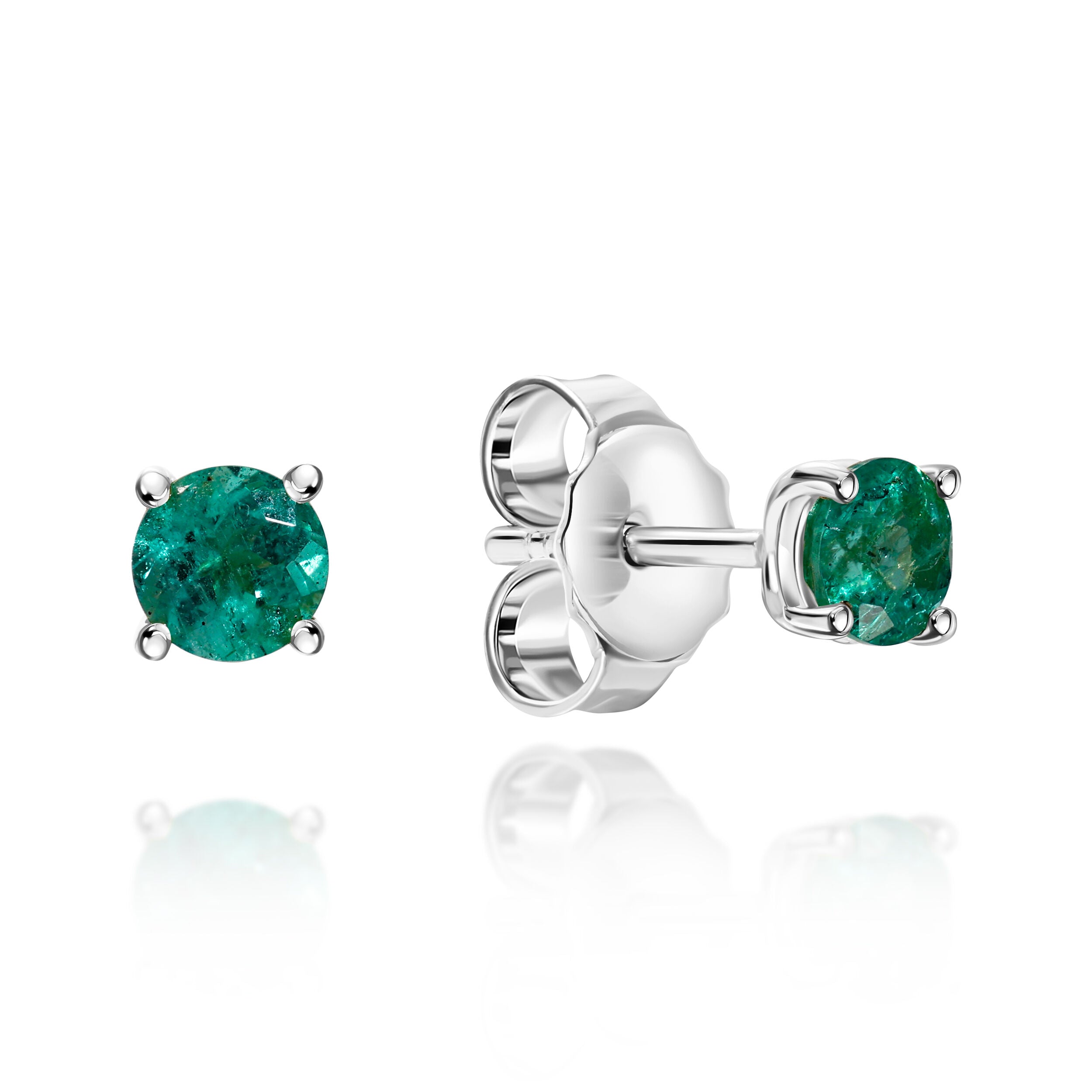 Emerald Stud White Gold Earrings - 0.50ct TW