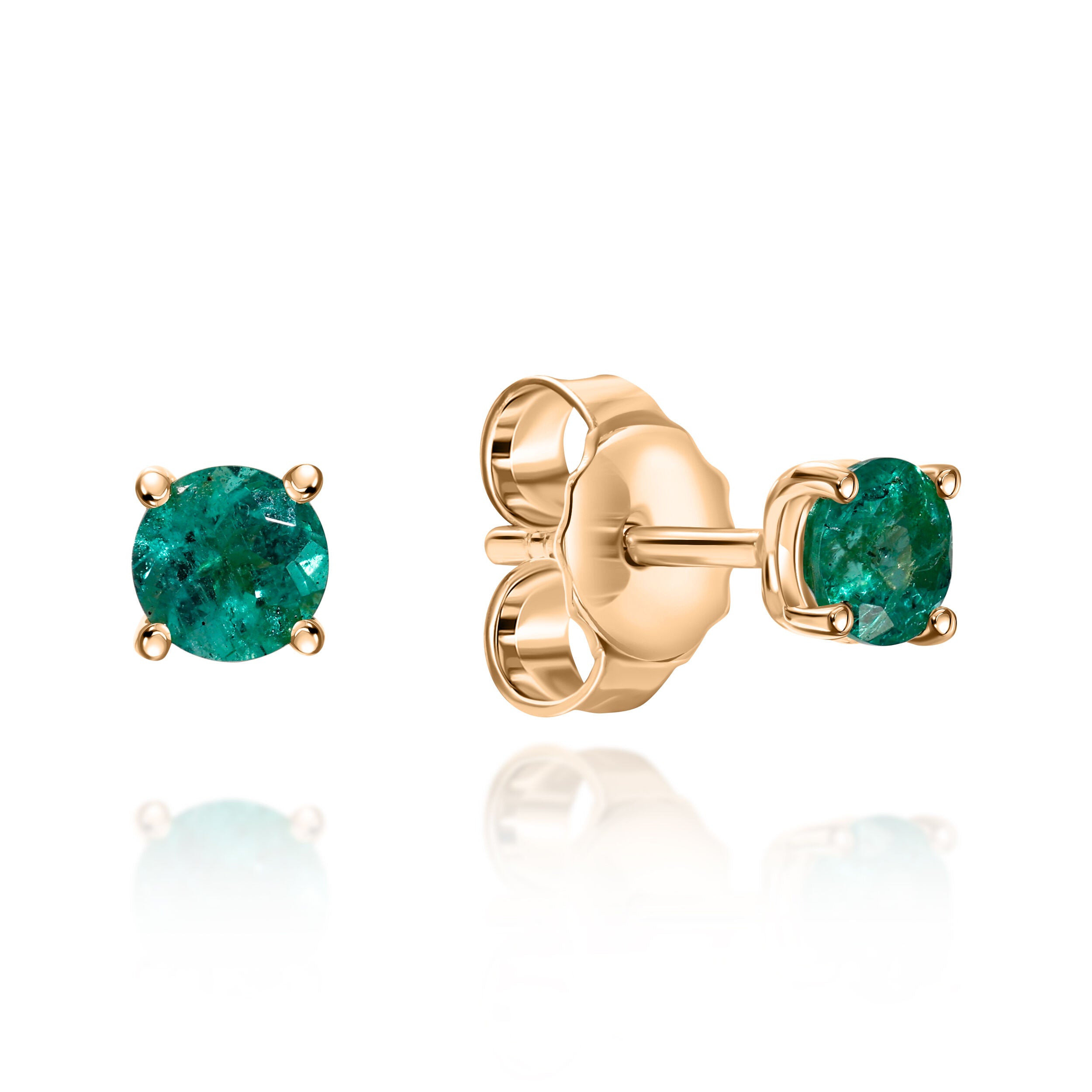 Emerald Stud Rose Gold Earrings - 0.49ct TW