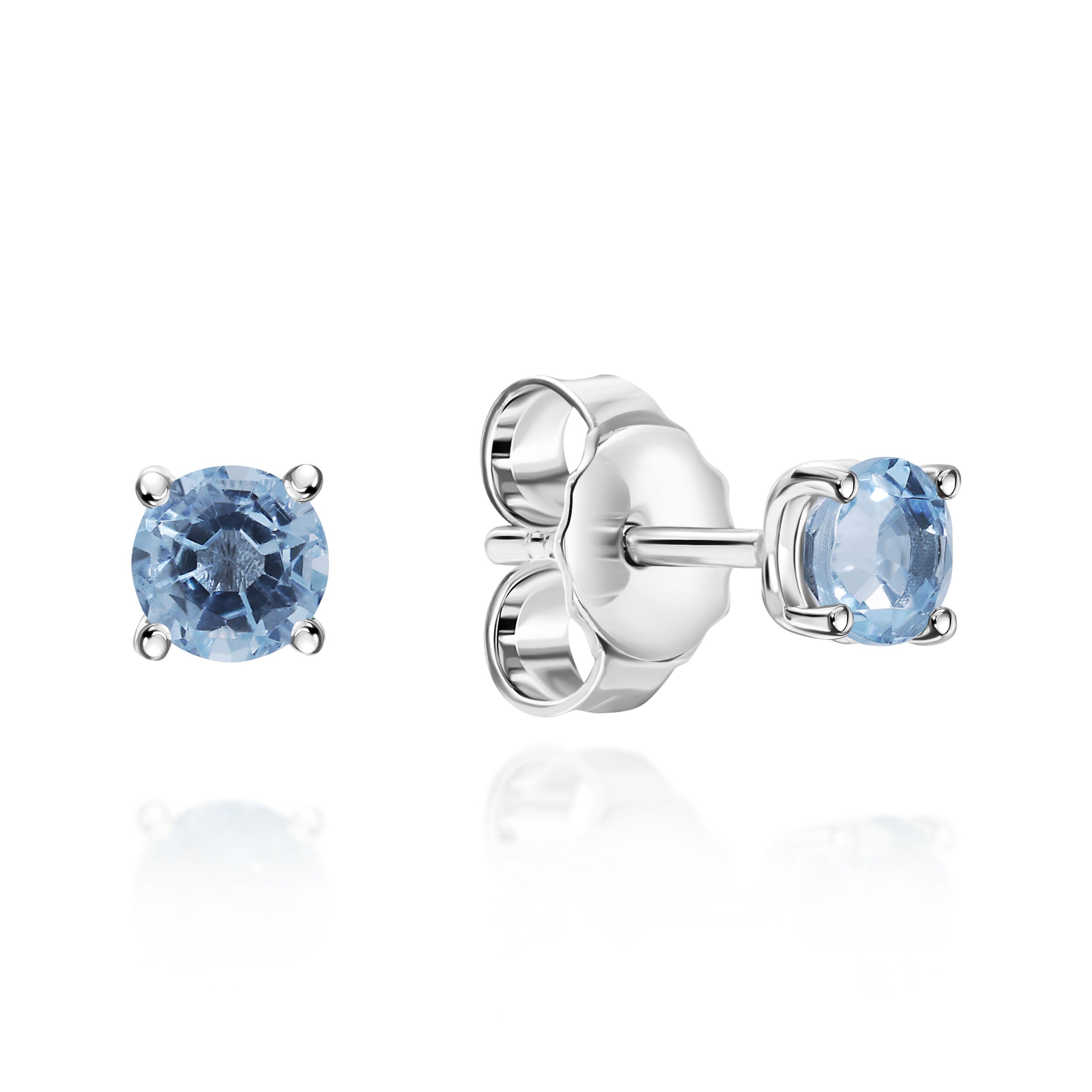 Aquamarine Stud Yellow Gold Earrings - 0.56ct TW