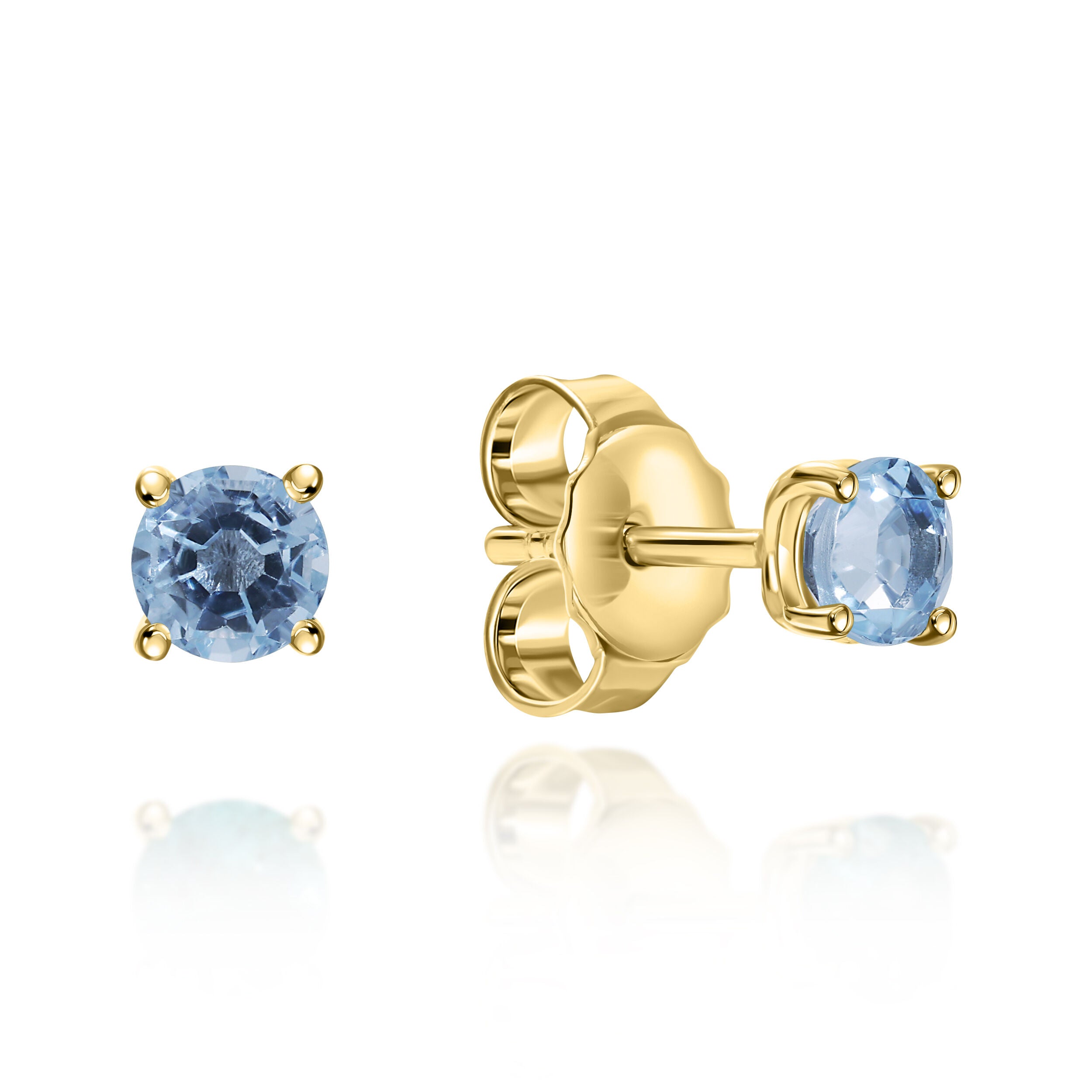 Aquamarine Stud Yellow Gold Earrings - 0.54ct TW