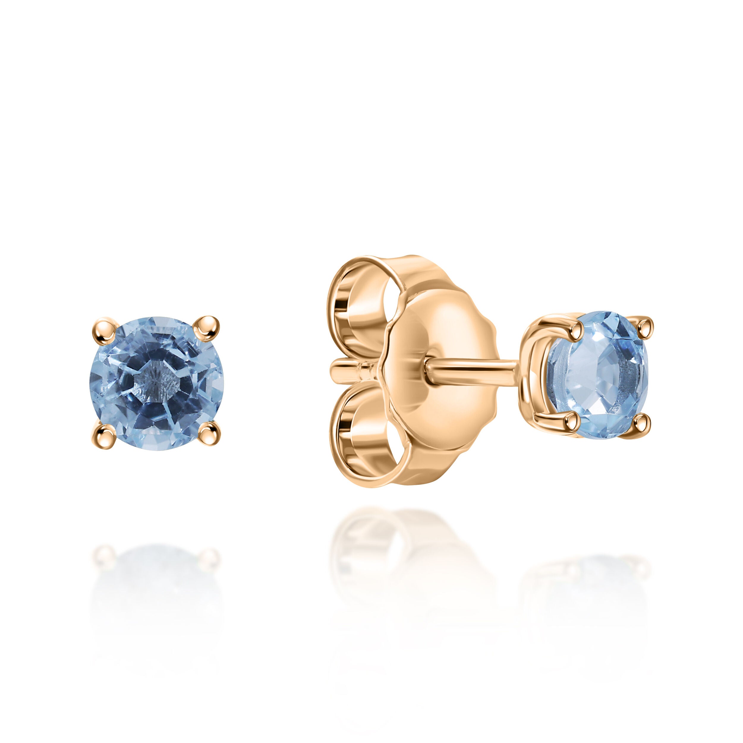 Aquamarine Stud Rose Gold Earrings - 0.57ct TW