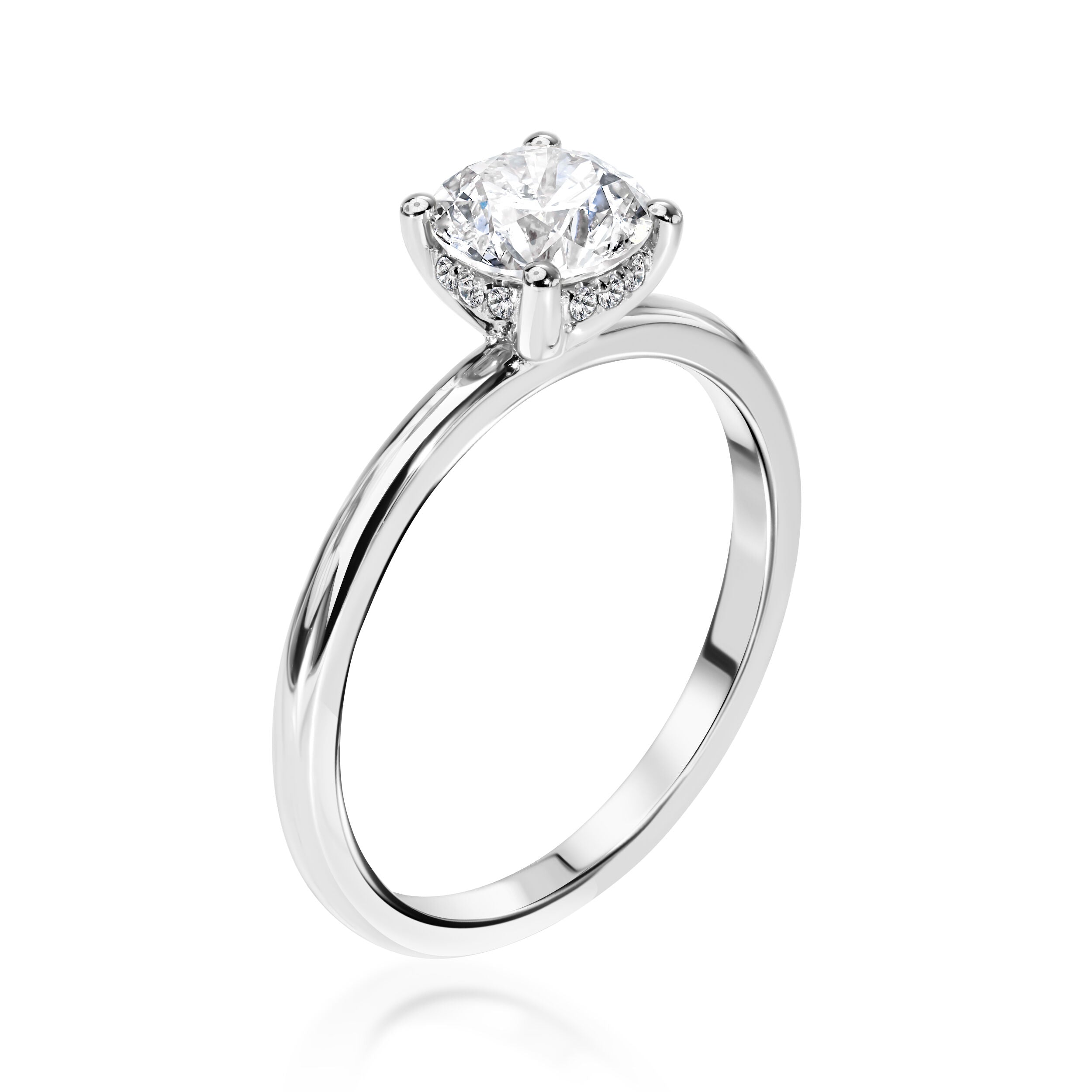 Diamond Hidden Halo Engagement Ring - 1.09ct TW