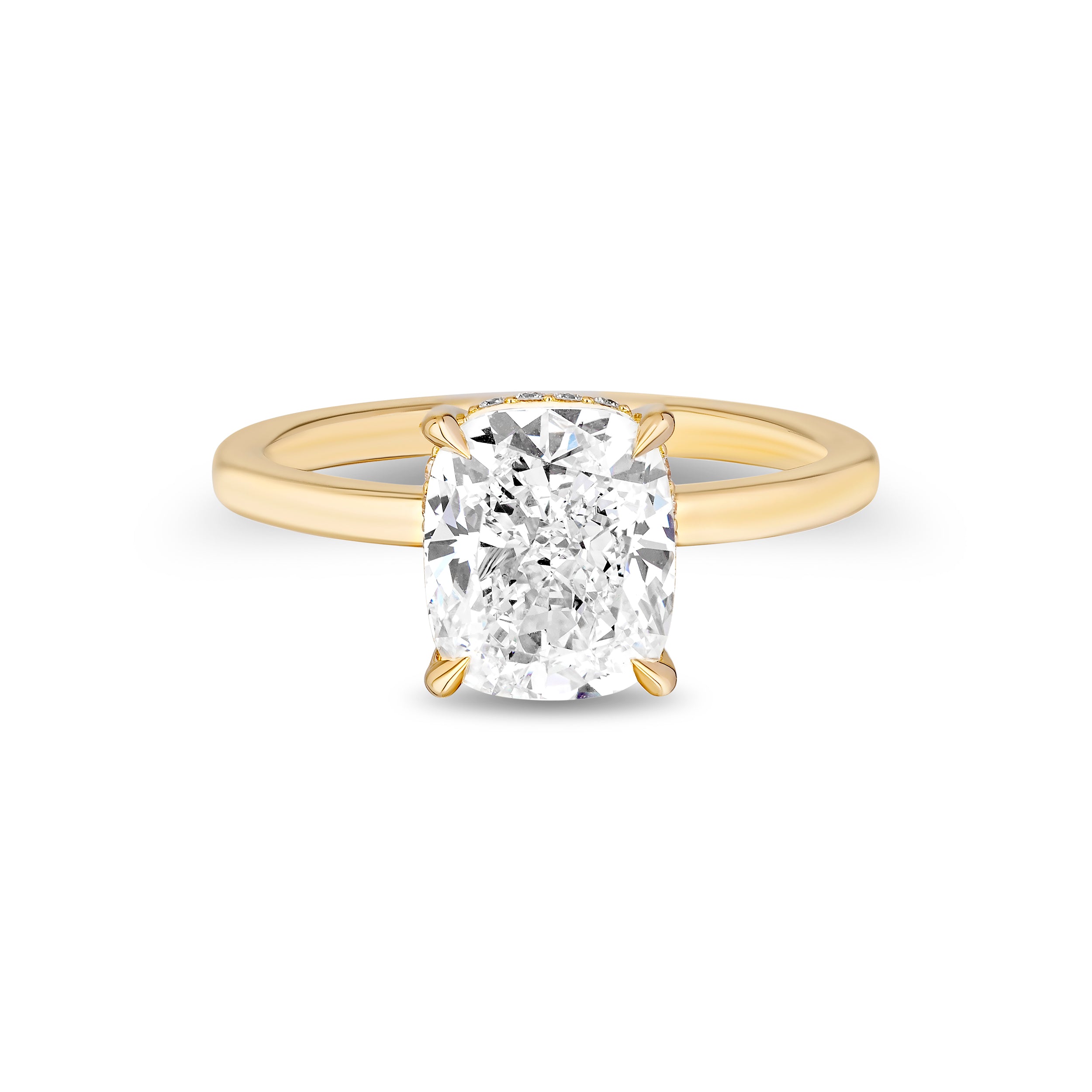 Cushion Cut Diamond Hidden Halo Ring - 3.11ct TW