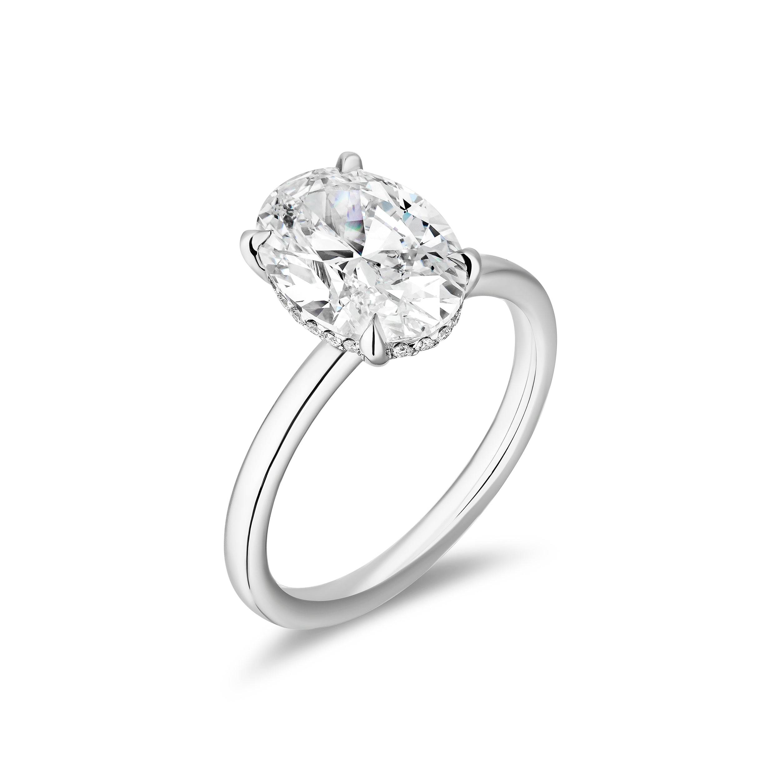 Oval Cut Diamond Hidden Halo Ring - 3.12ct TW