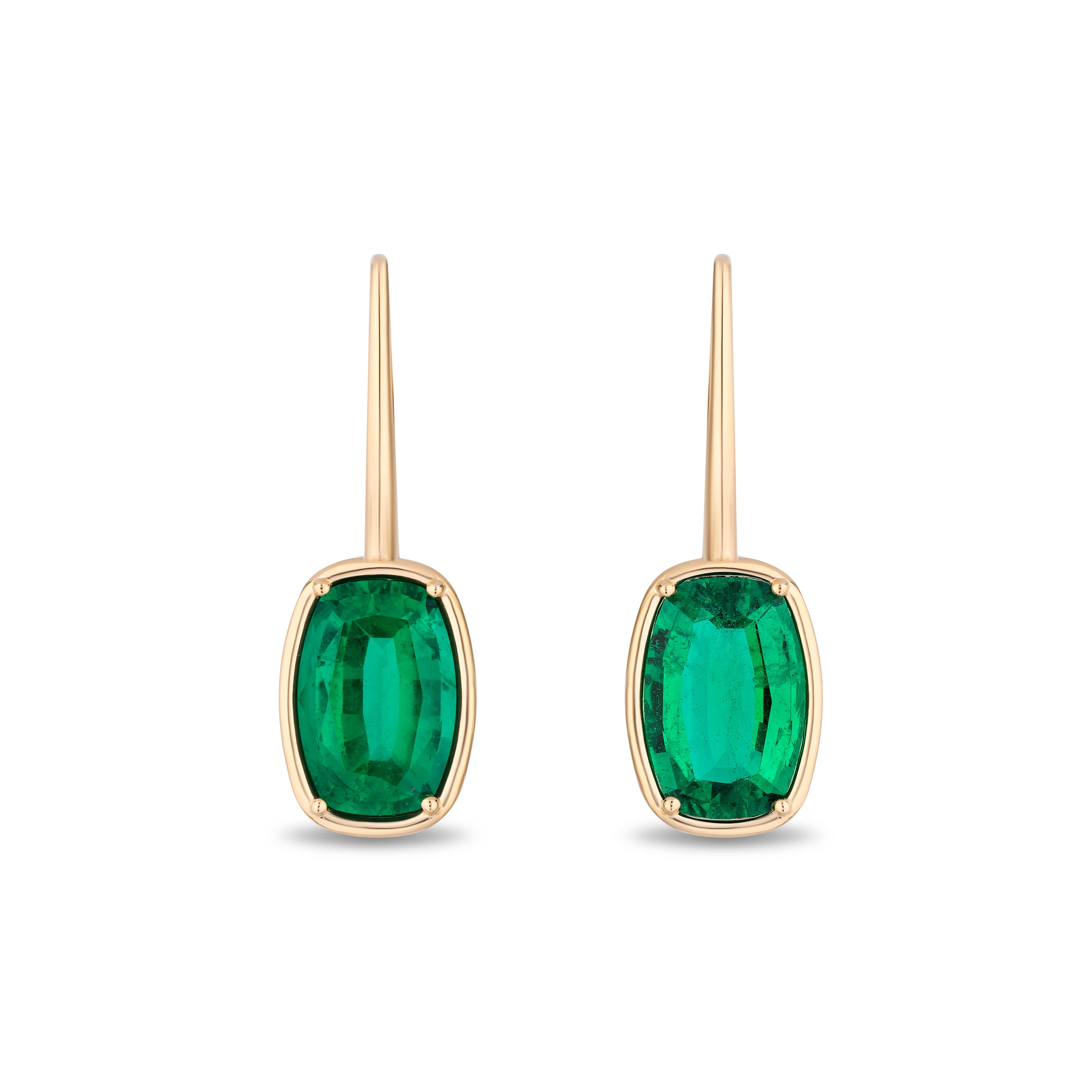 Cushion Emerald Bezel Earrings - 5.00ct TW