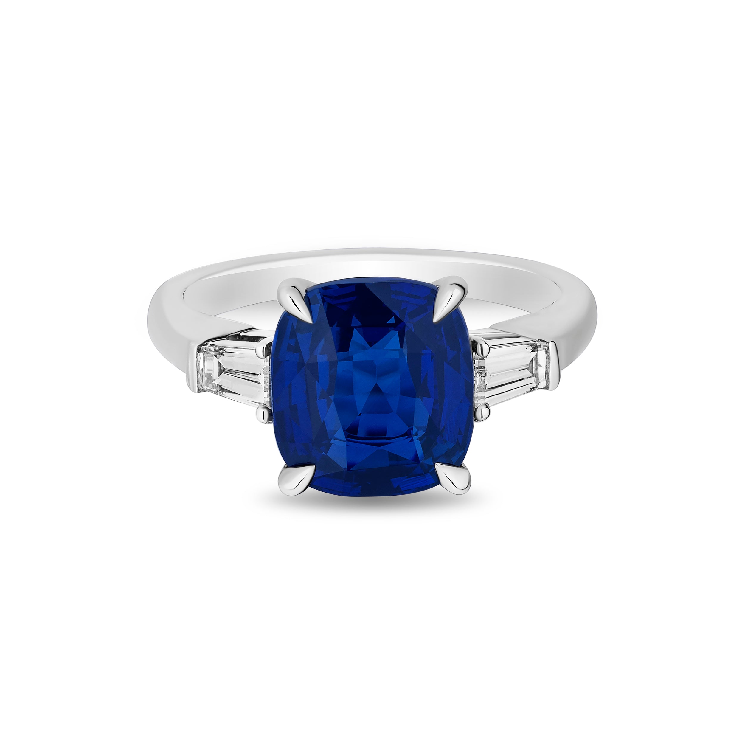 Cushion Sapphire Side Stone Ring - 5.42ct TW