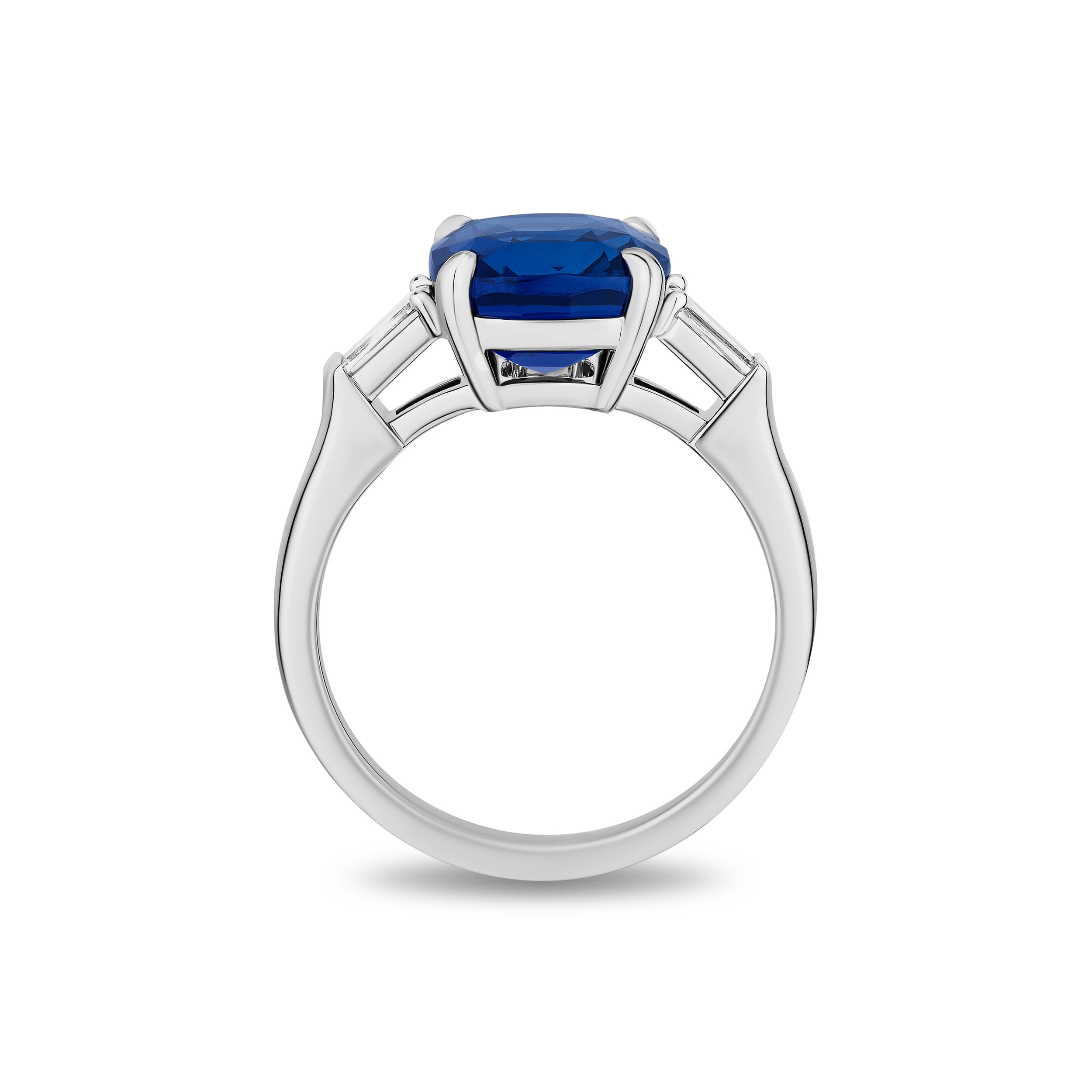 Cushion Sapphire Side Stone Ring - 5.42ct TW