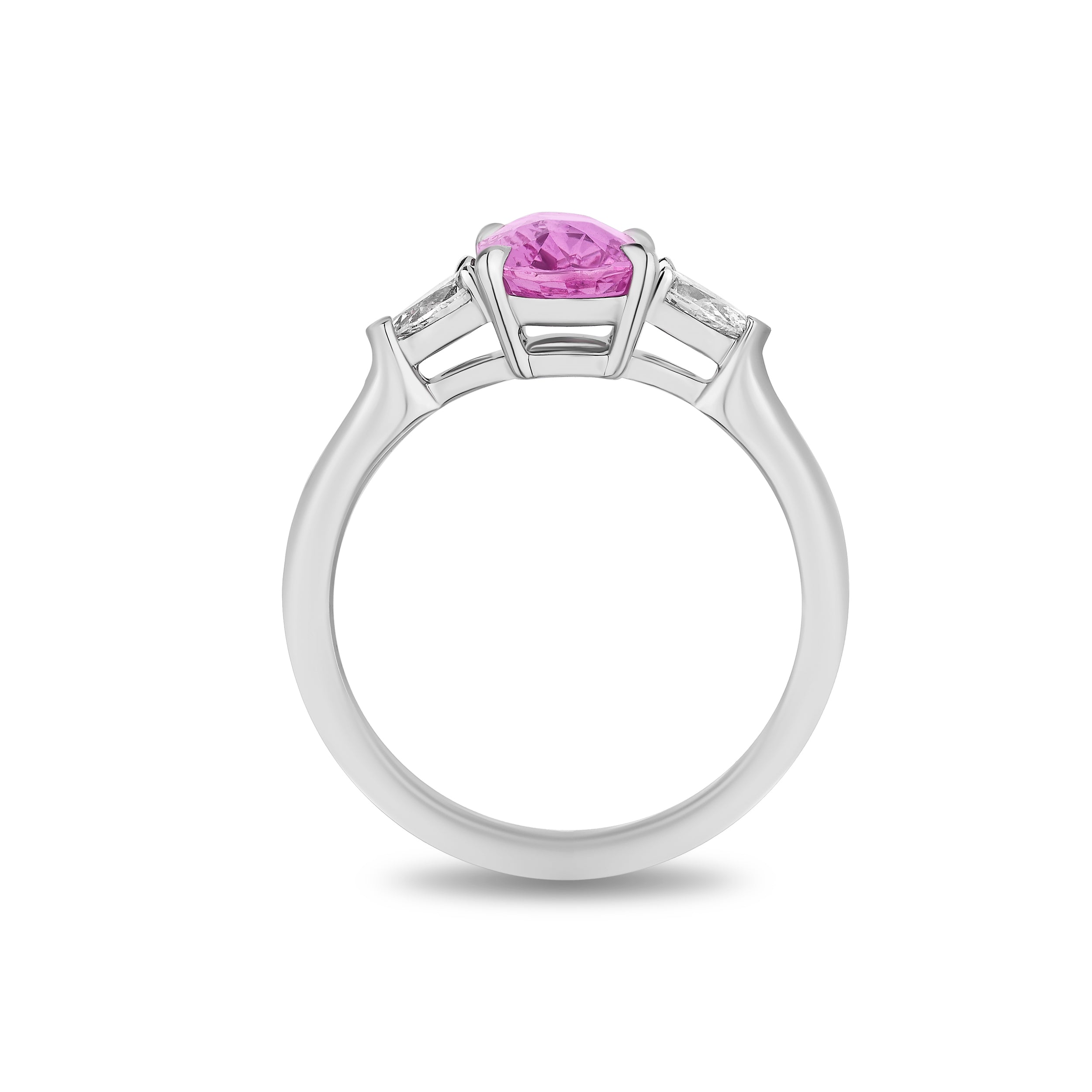 Oval Pink Sapphire Side Stone Ring - 2.43ct TW