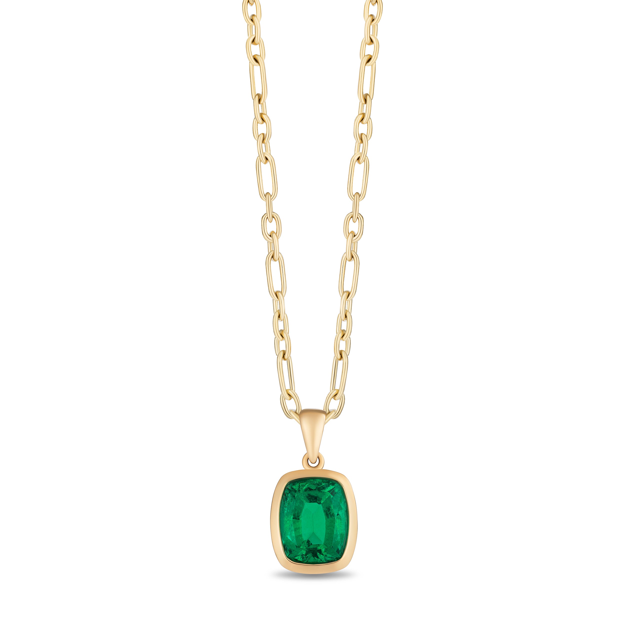 Cushion Emerald Bezel Pendant - 2.50ct TW