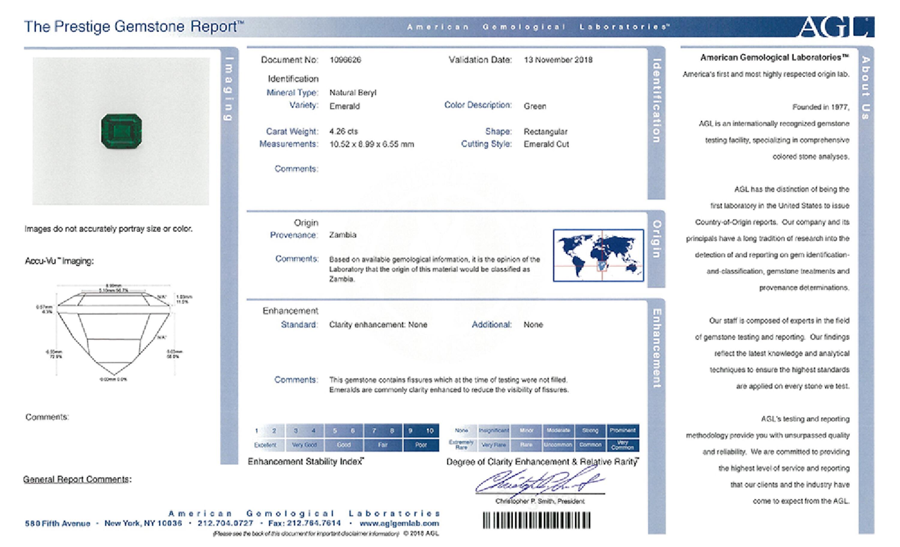 4.26 ct. Emerald AGL No Oil