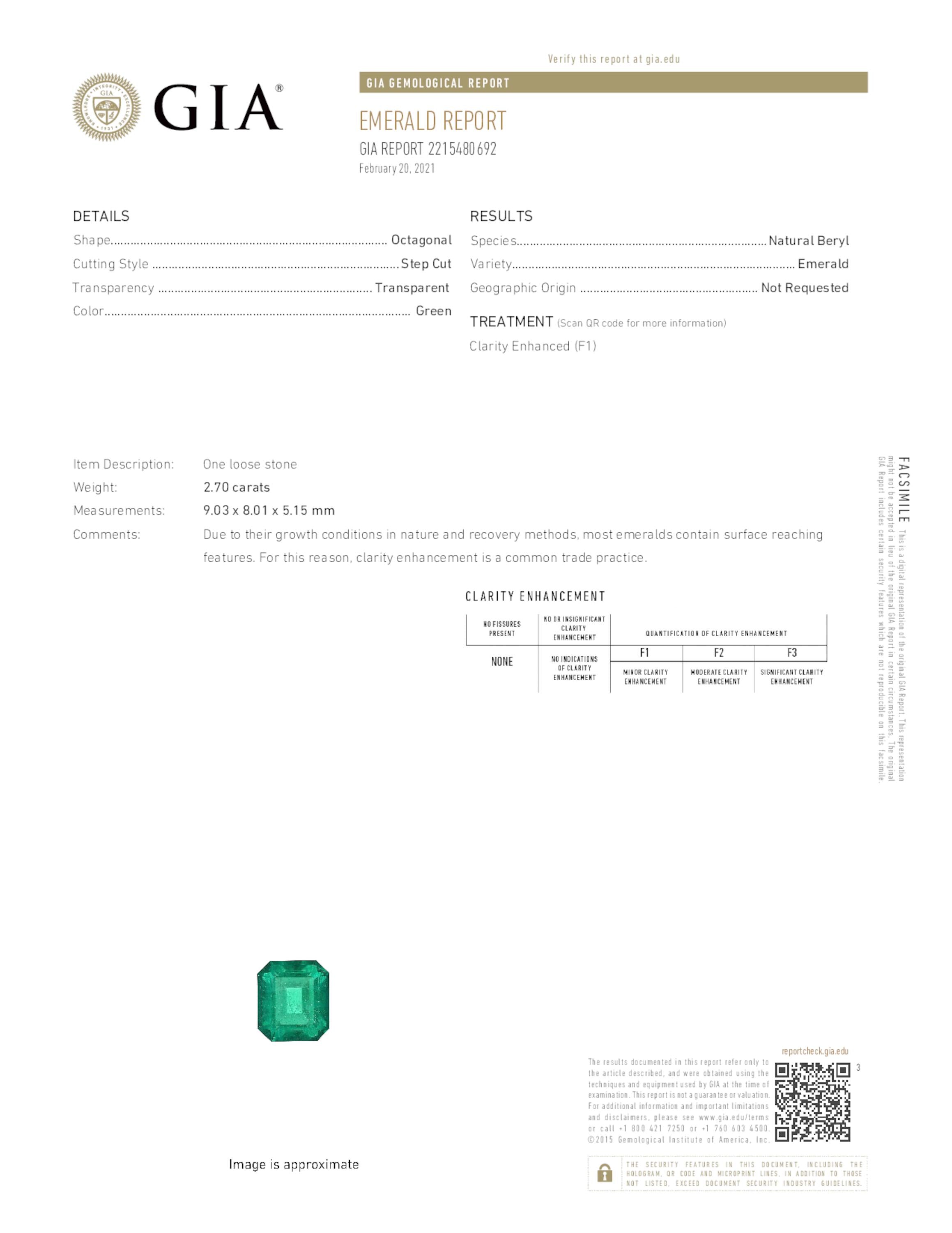 2.70 ct. Emerald GIA Minor