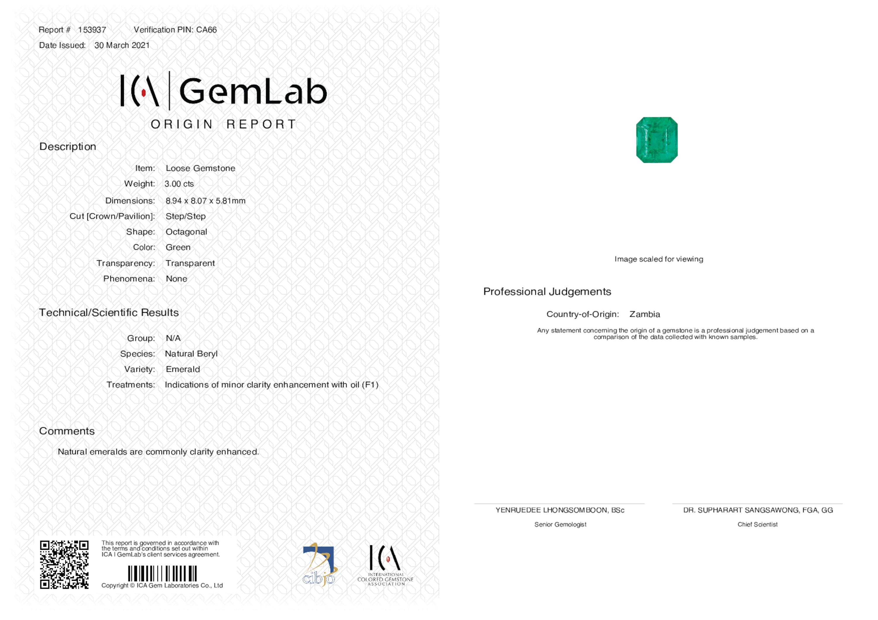 3 ct. Emerald ICA Minor