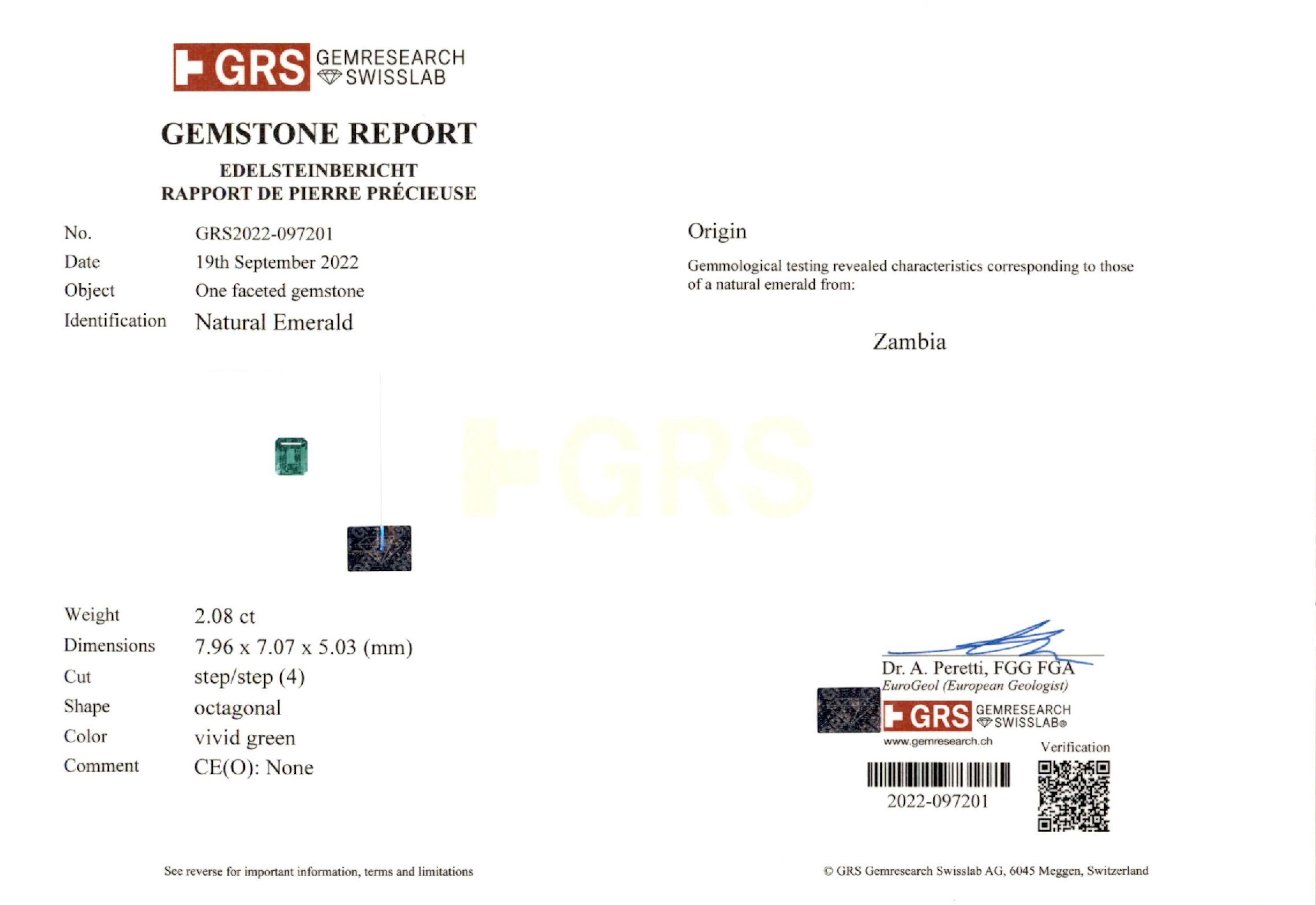 2.08 ct. Emerald GRS No Oil