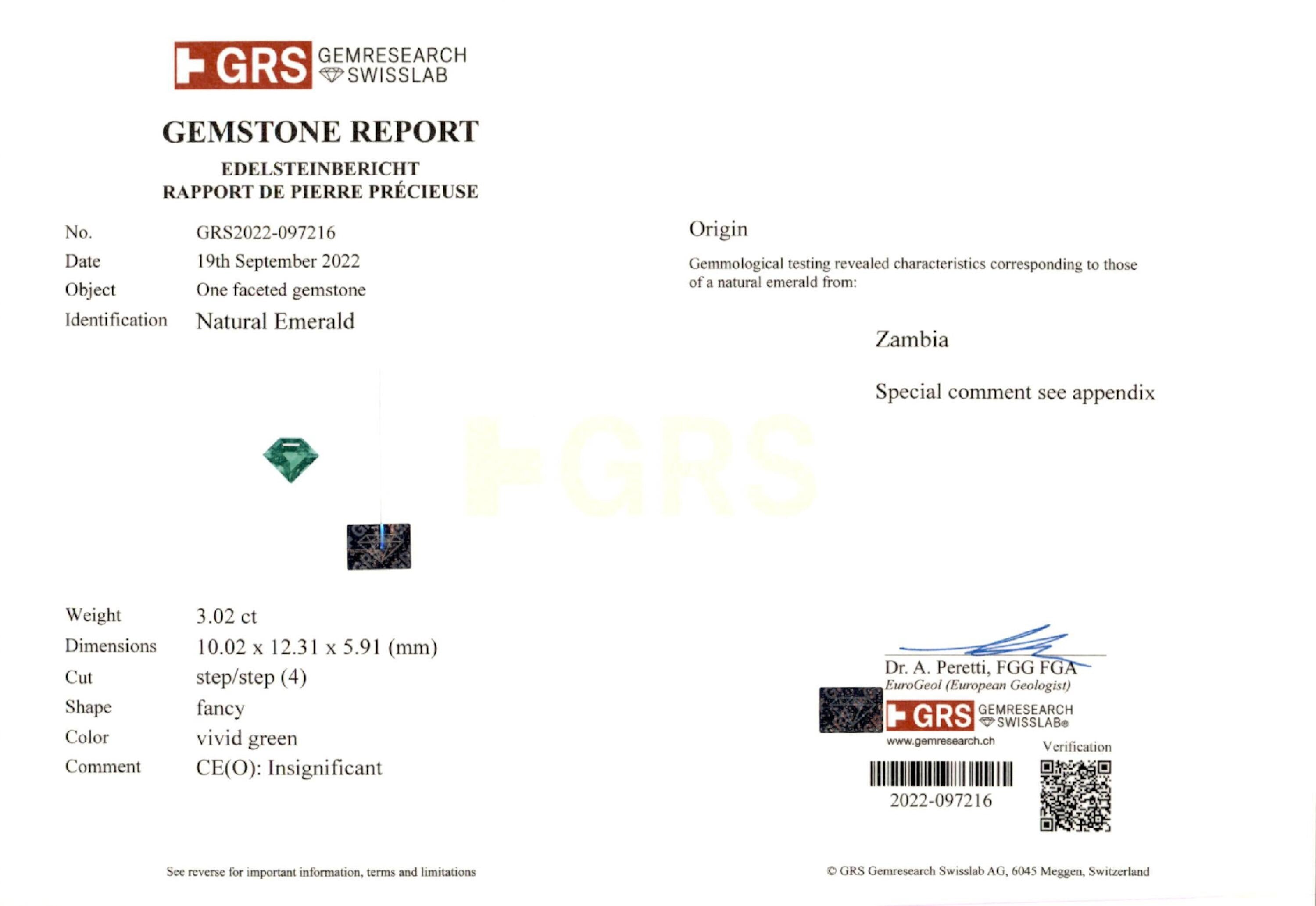 3.02 ct. Fantasy Emerald GRS Insignificant