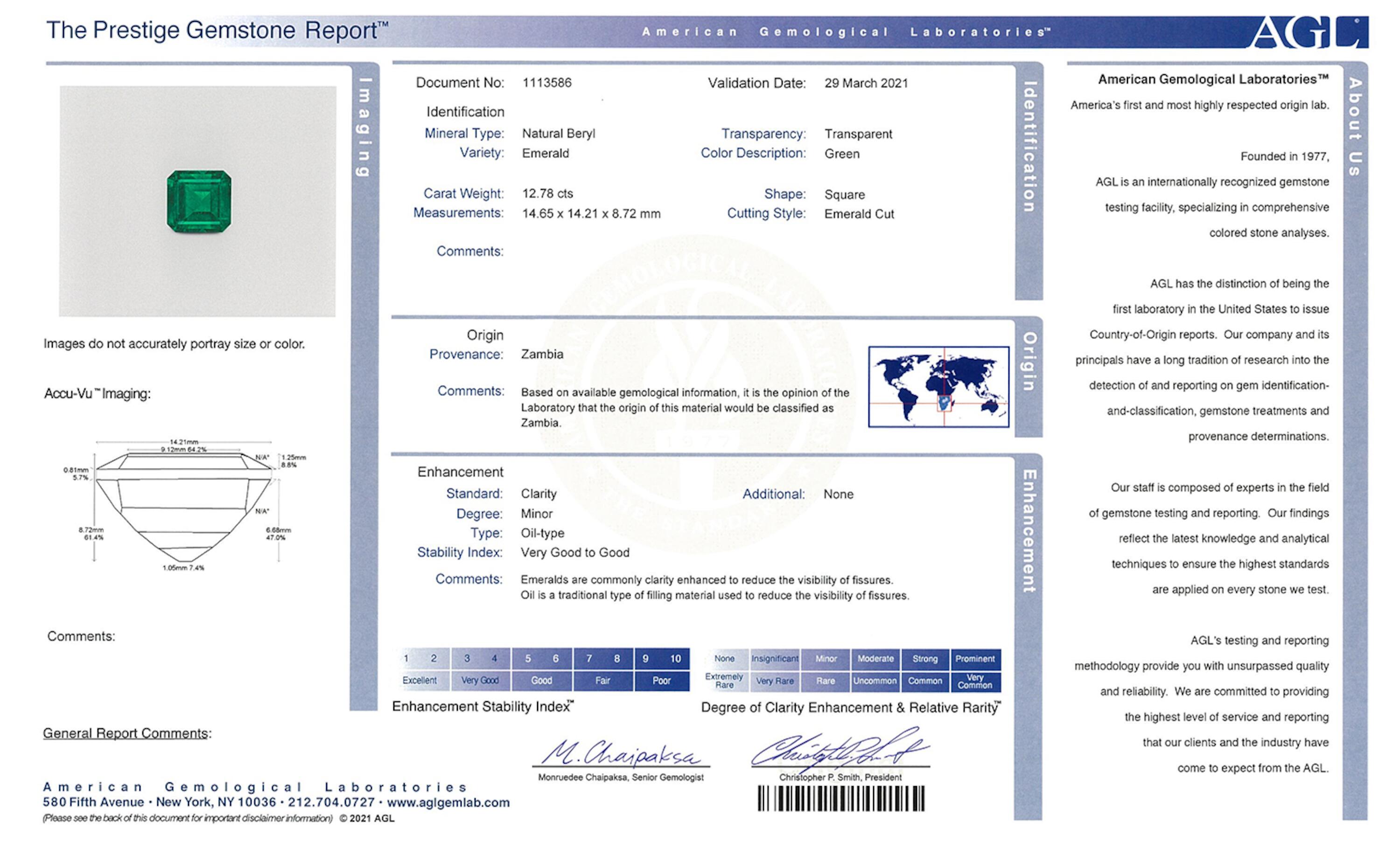 12.78 ct. Emerald AGL Minor